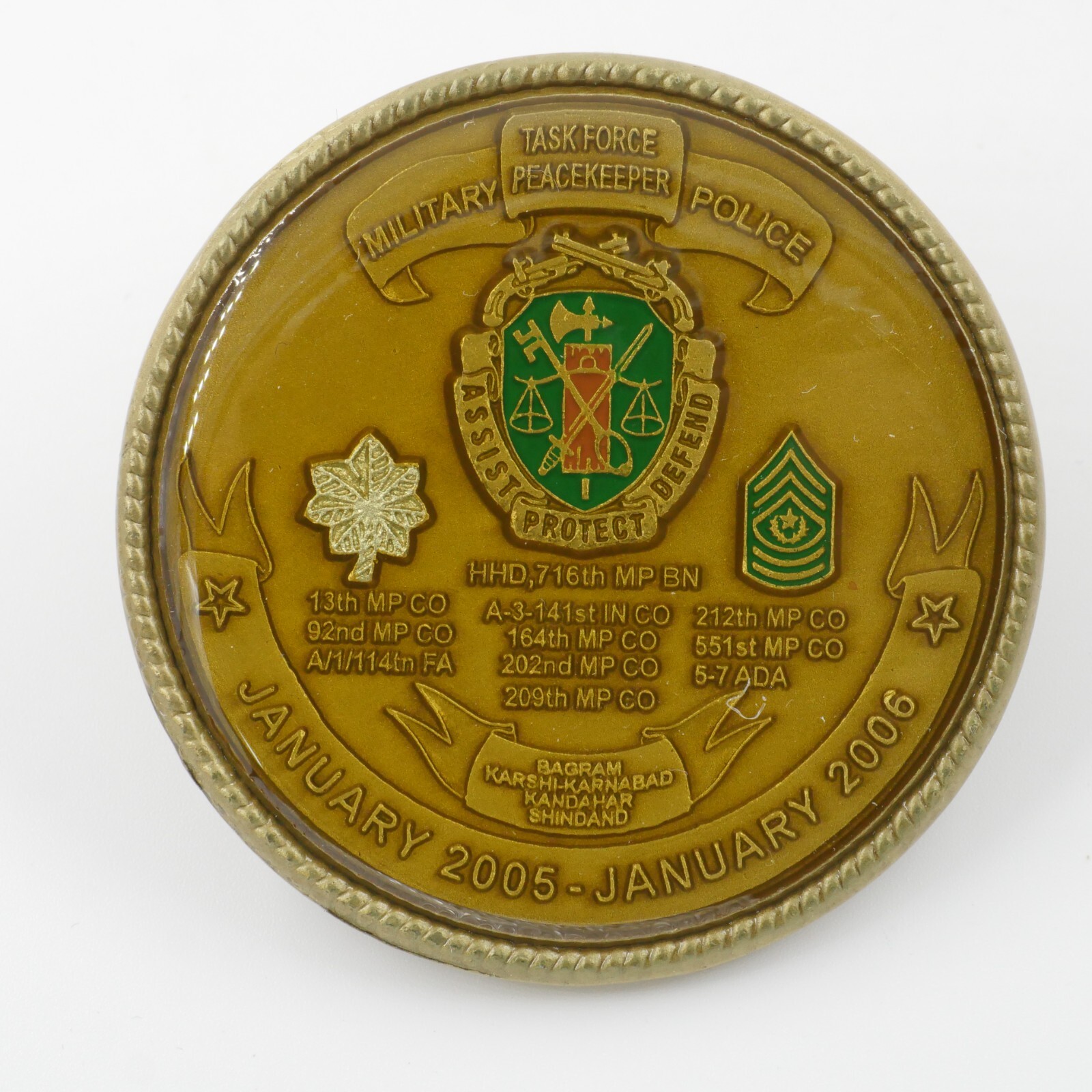 [301] Task Force Peacekeeper Operation Enduring Freedom Challenge Coin