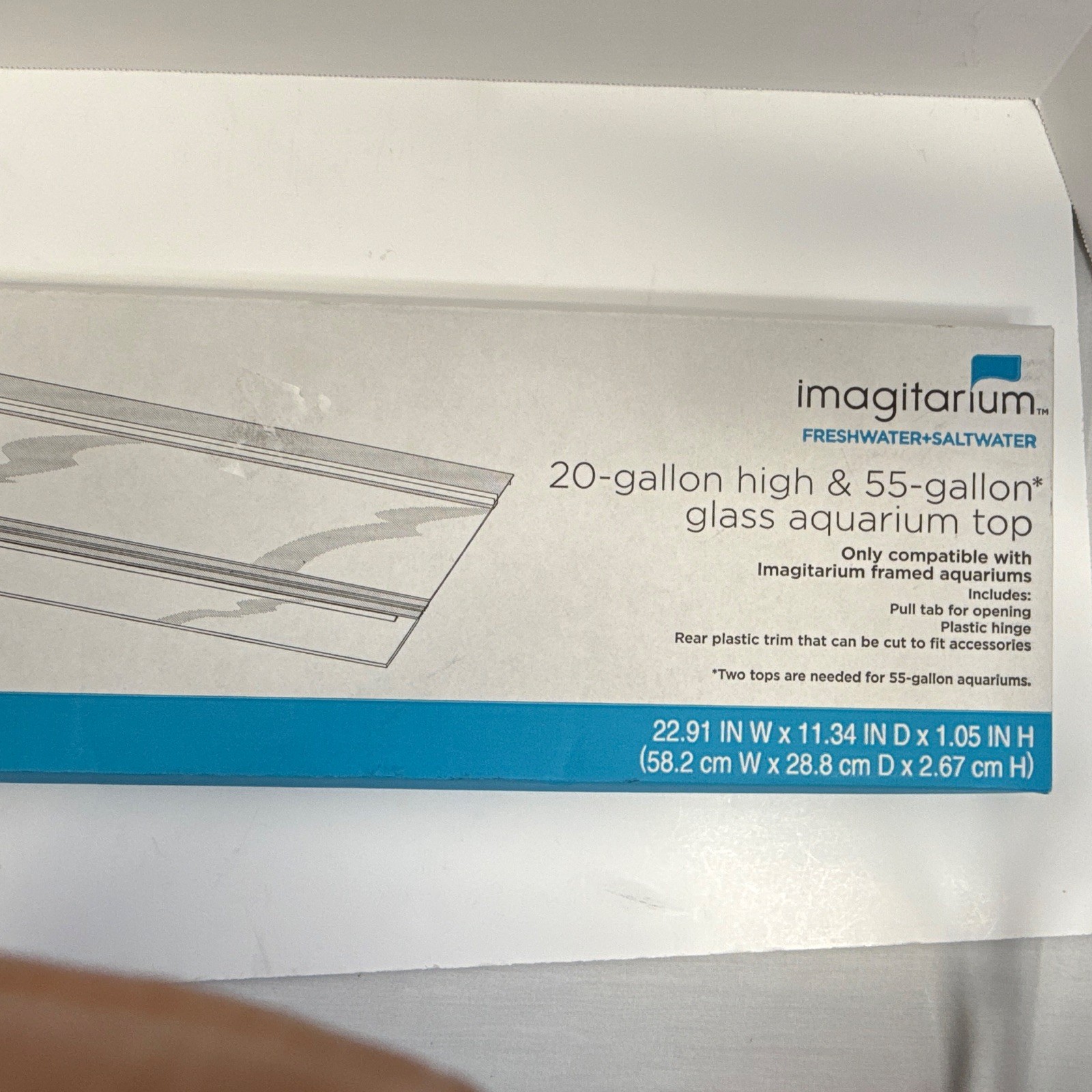 Imagitarium 20 Gallon High Glass Aquarium Top Framed Lid 22.91 x 11.34 in