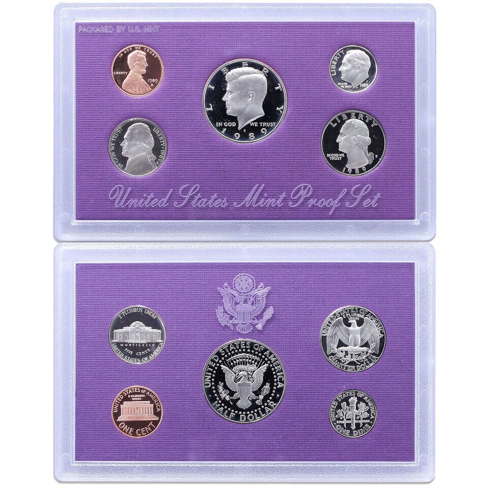 1989 S PROOF Set in US Mint Plastic without Box and COA (5 Coin Set)