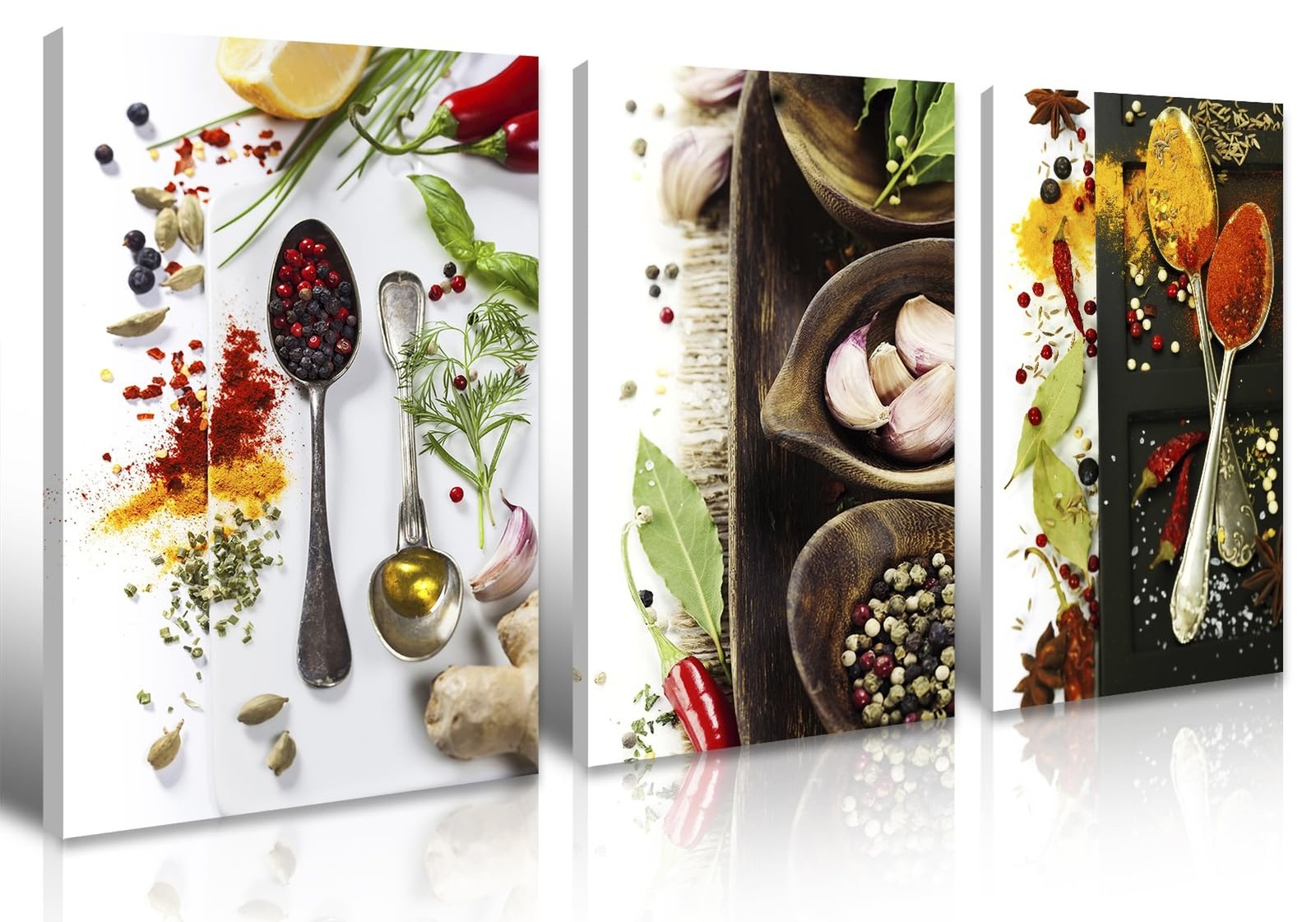 DJSYLIFE Kitchen Decor Spices Seasonings Wall Art, 3 Piece Colorful Kitchen C...