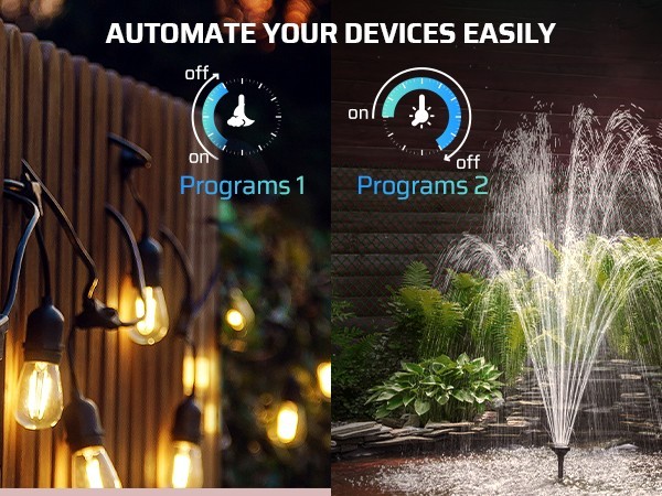 DEWENWILS Outdoor Timer Outlet Waterproof Programmable 2 Outlet 15A Heavy Duty