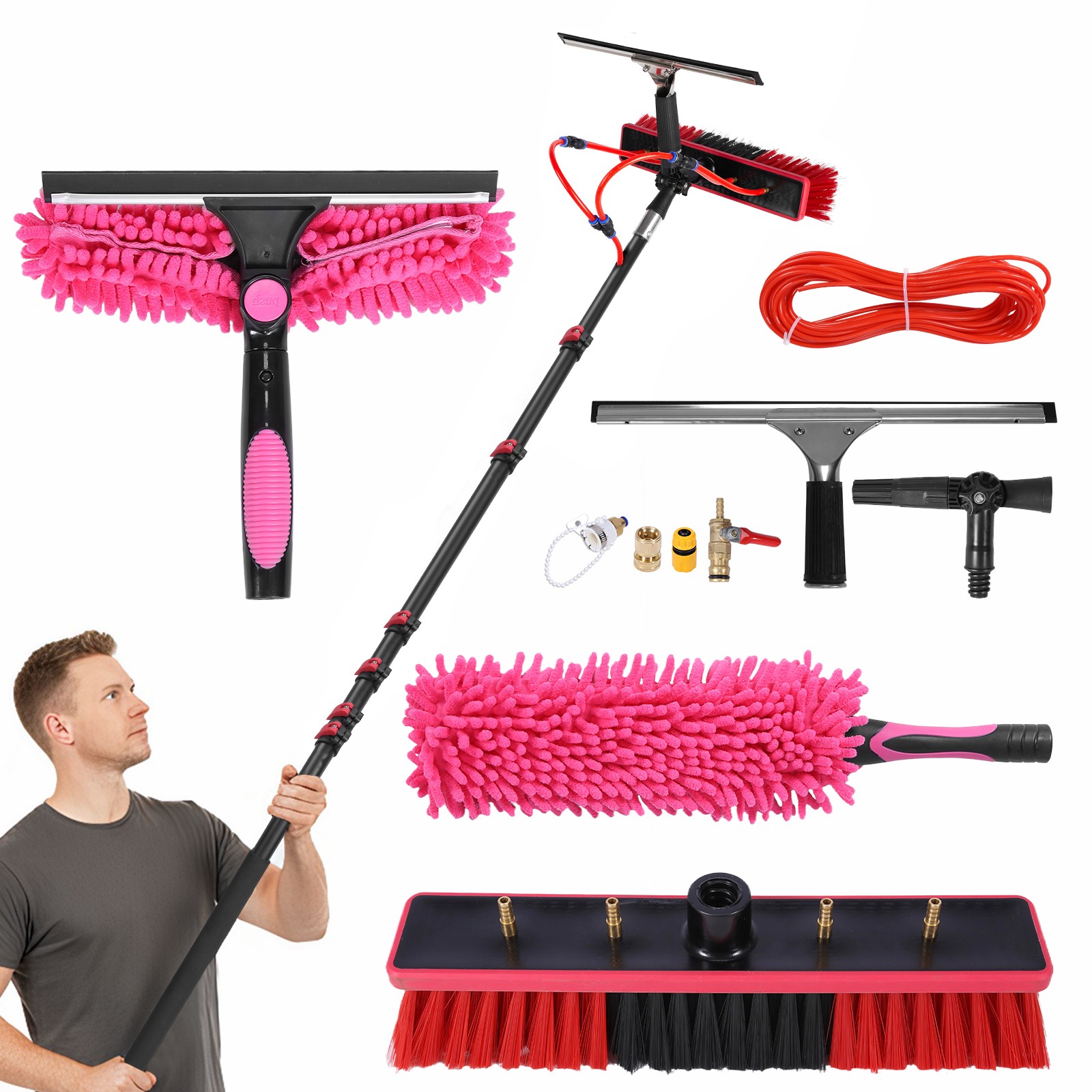 11pcs Extendable Cleaner Stainless Steel Solar Panel Cleaning Brush and Squeegee