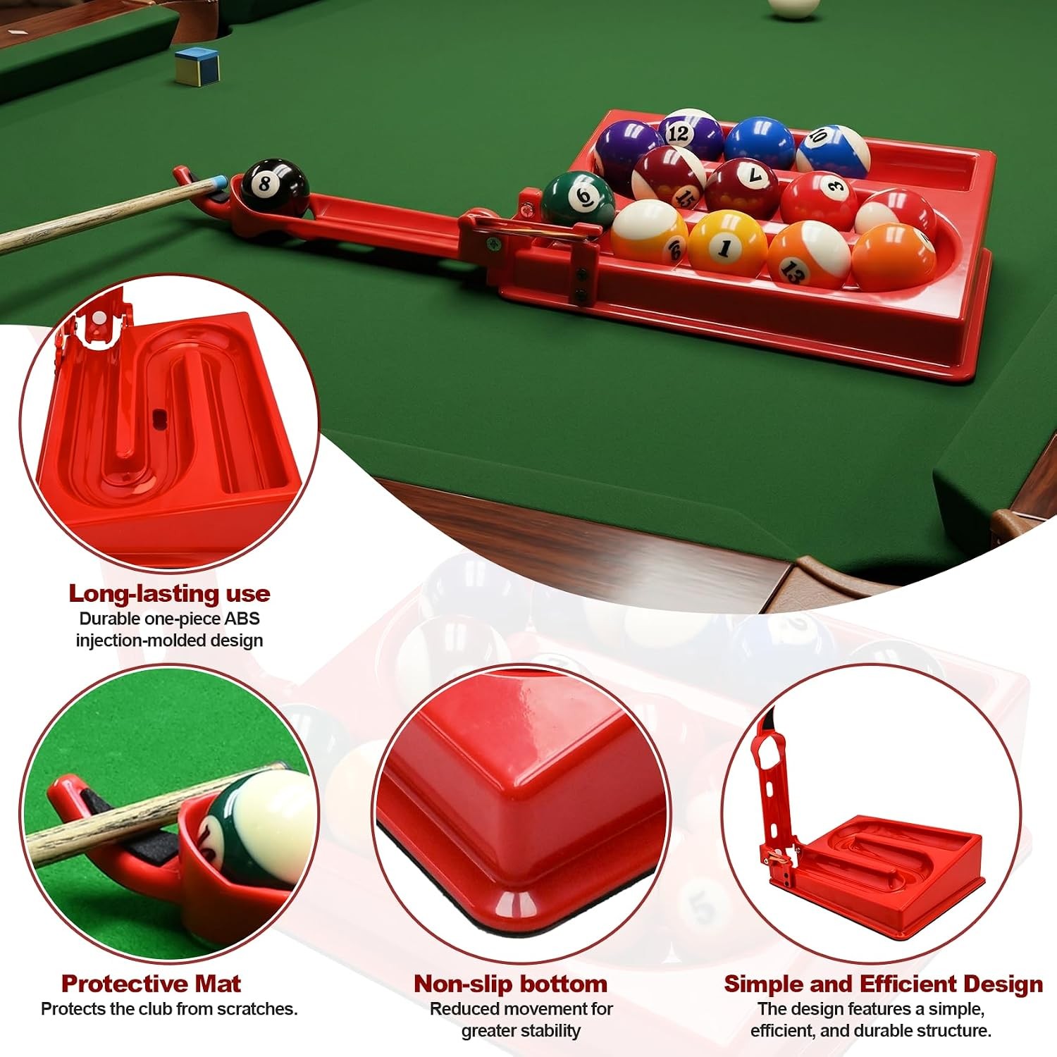 Billiards Training Rack Pro, Portable Billiards & Snooker Training Rack, red