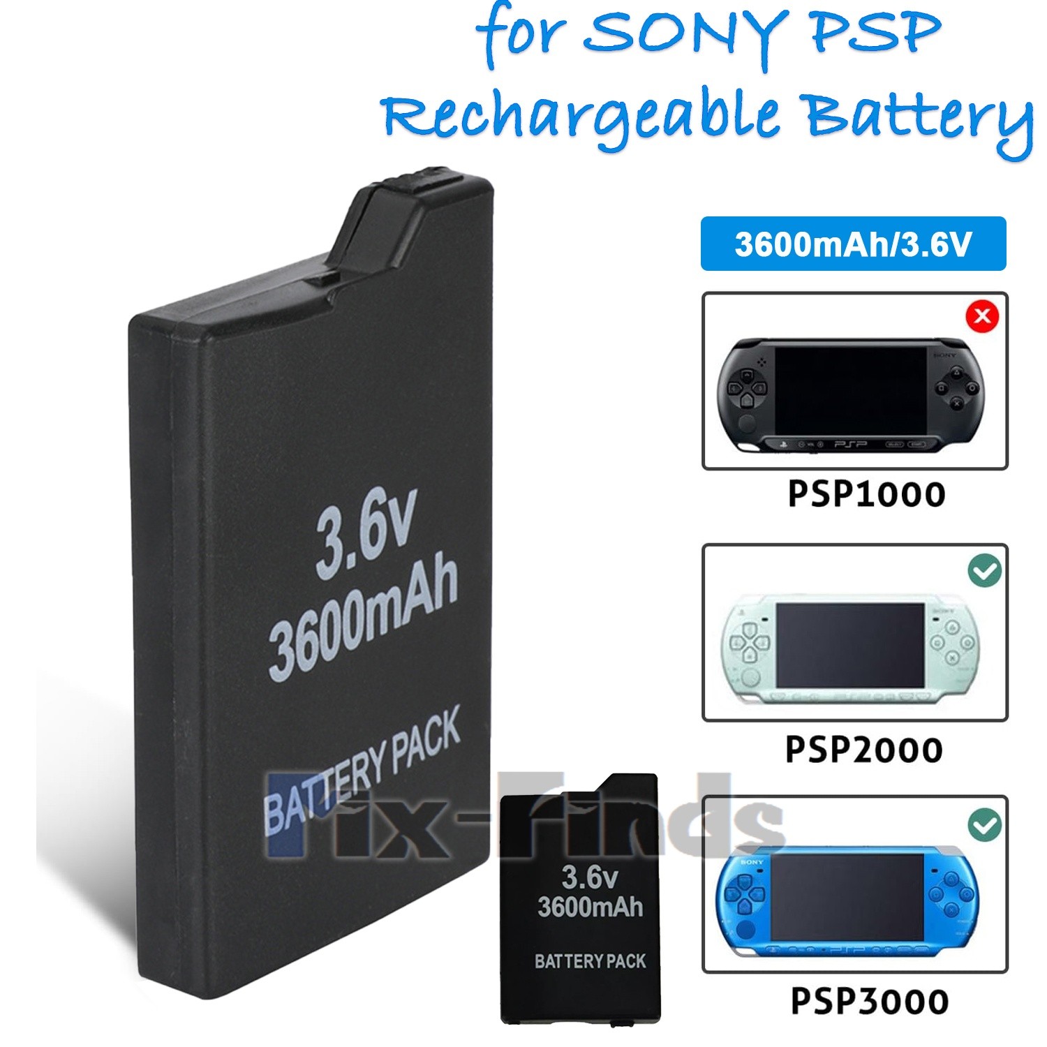Rechargeable Replacement Battery 3600mAh 3.6V For Sony PSP Slim 2000 2001 3000
