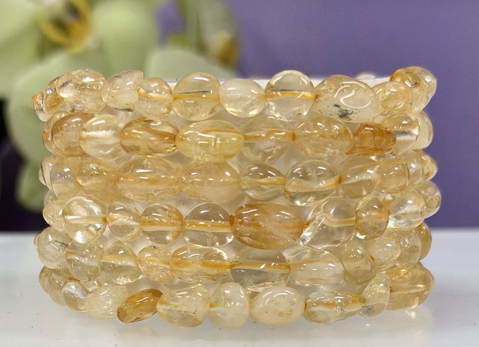 Wholesale 6 Pcs Citrine Tumble Natural Crystal Stretch Bracelet Healing Energy