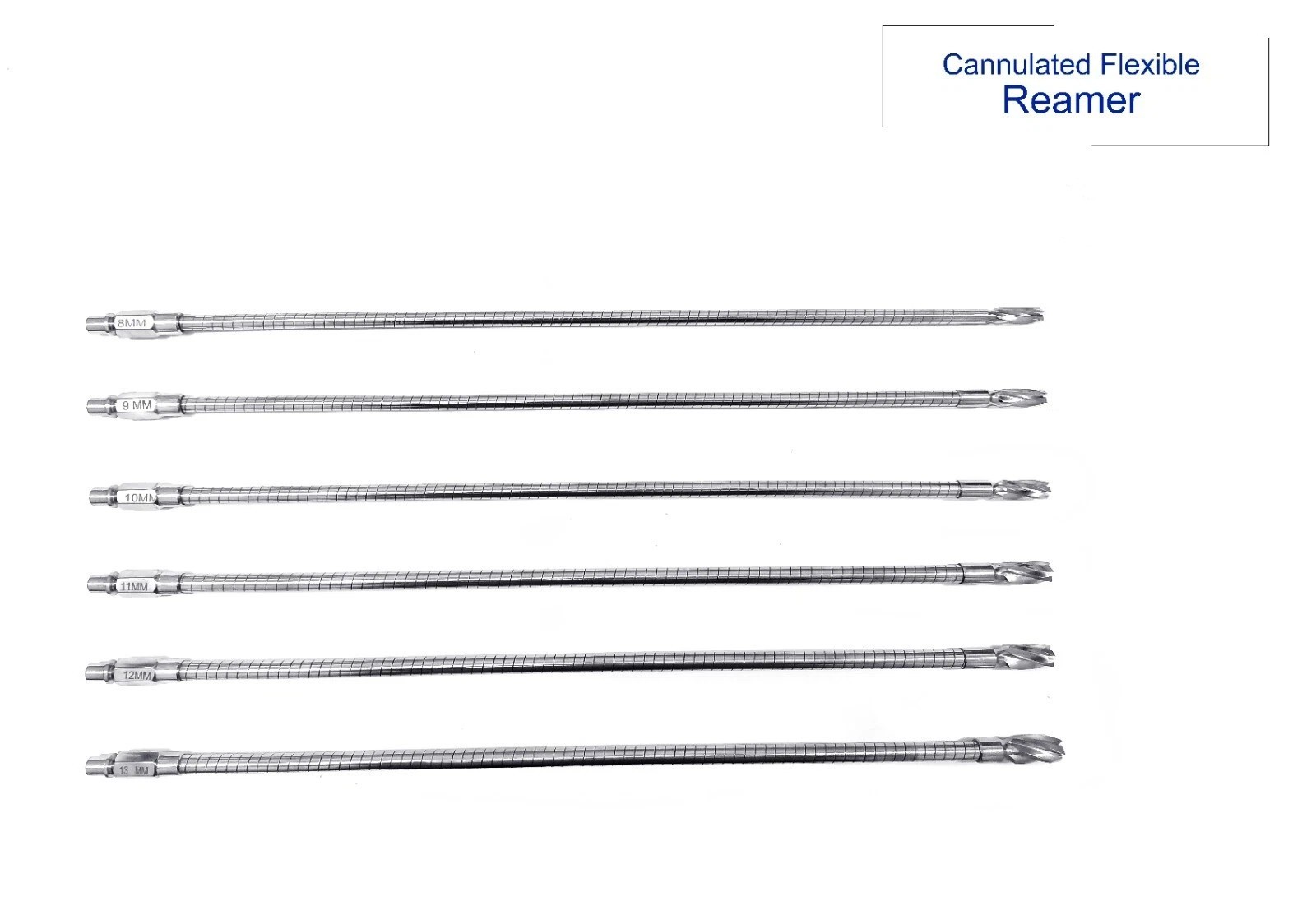Orthopedic Cannulated Flexible Reamer 8mm to 13mm Lot of 6pcs Stainless Steel