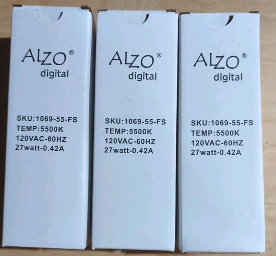 Lot of 3: ALZO 27W CFL Photo Light Bulb 5500K, 1300 Lumens, 120V