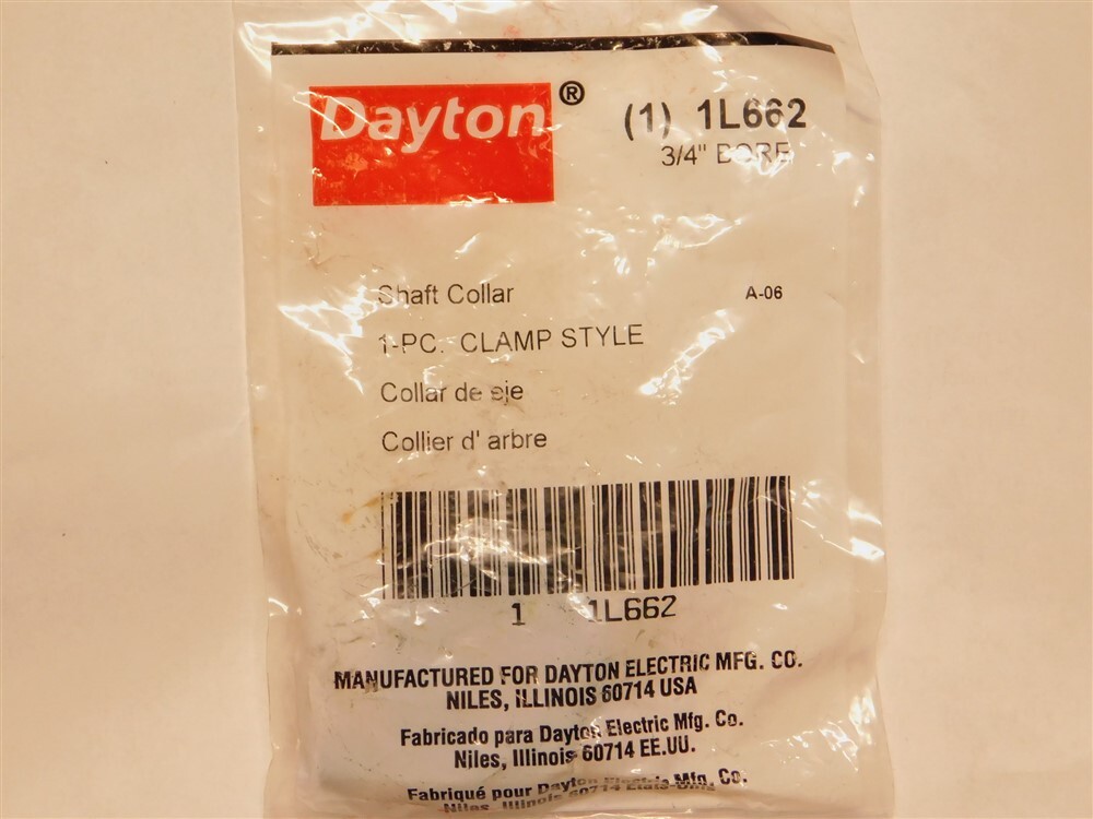 Dayton 1L662 1 Piece Clamp Style Shaft Collar 3/4" Bore 1 1/2" Diameter