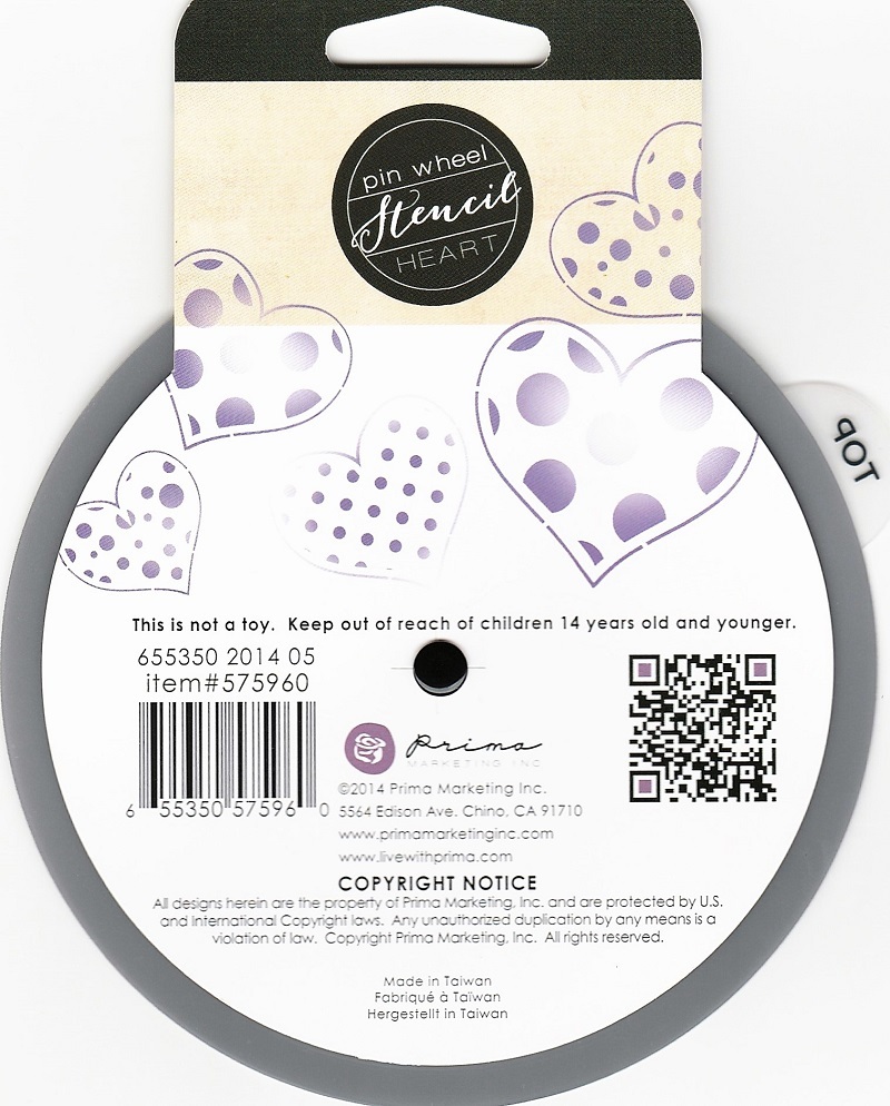 Prima PINWHEEL STENCIL 5" Heart Customizable Patterns pin wheel 575960