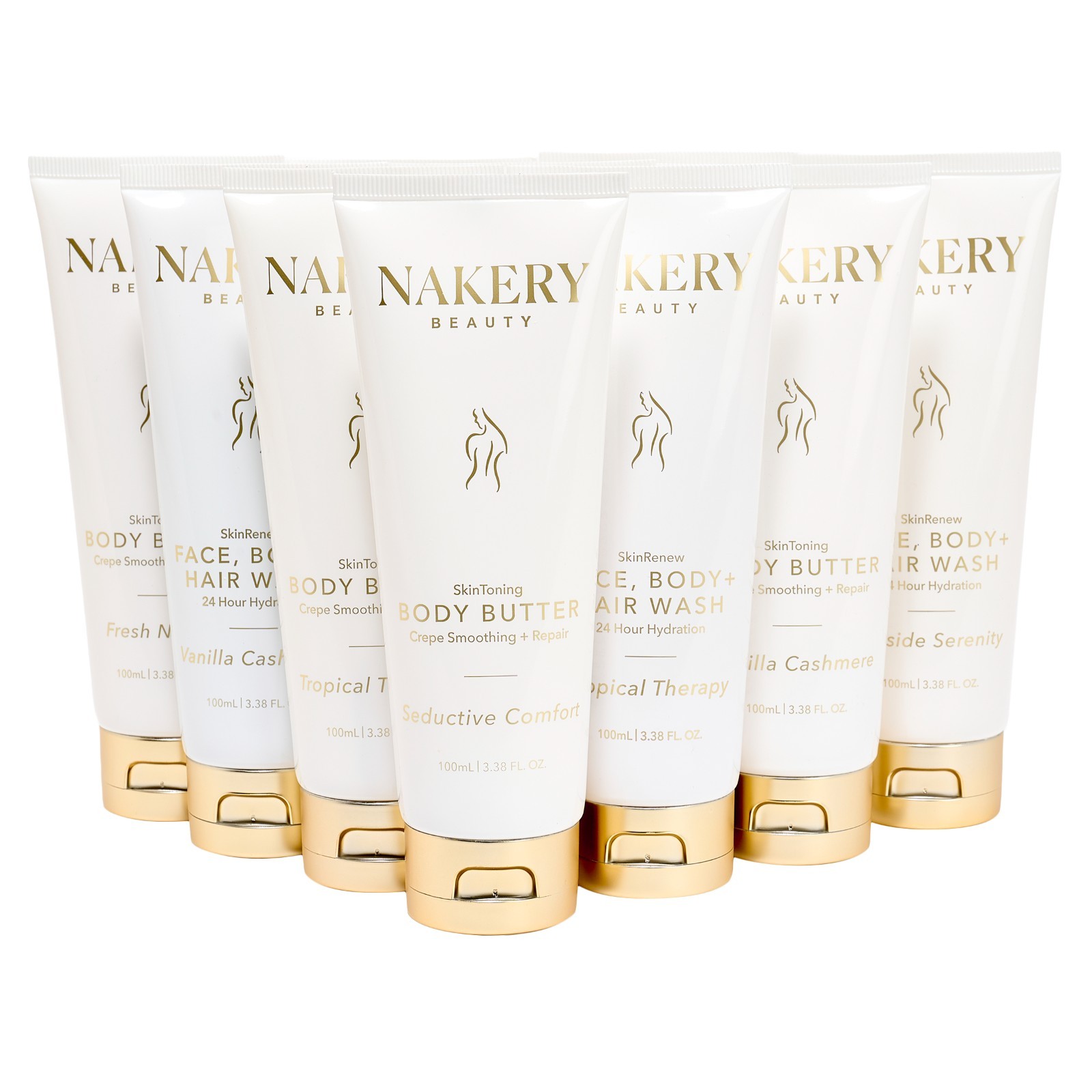 Nakery Beauty Crepe Smoothing Body Butter + Face, Body, And Hair Wash Set 3.38oz