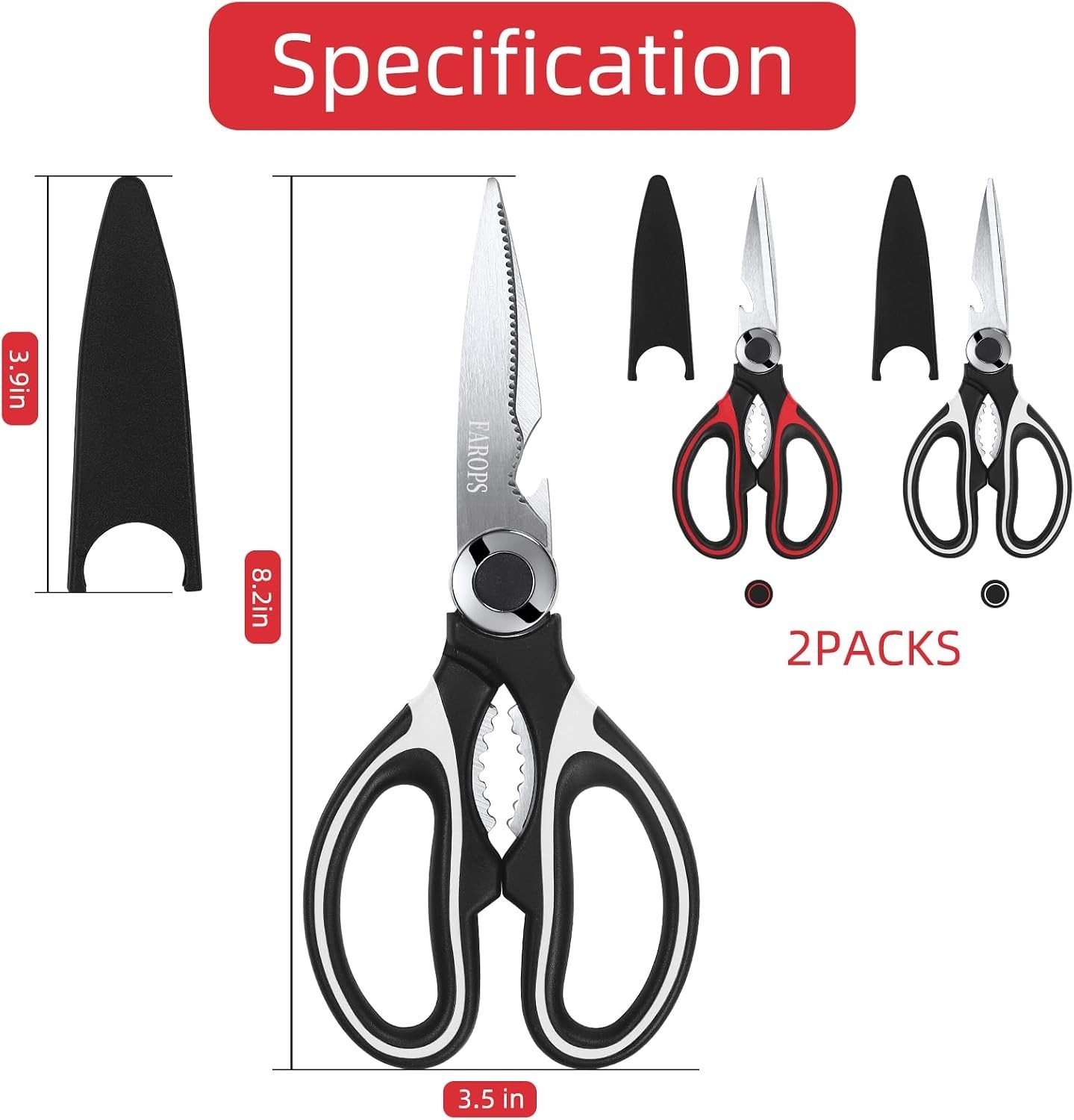 Kitchen Shears Set of 2, Heavy Duty Kitchen Scissors Seafood Scissors, Stainless