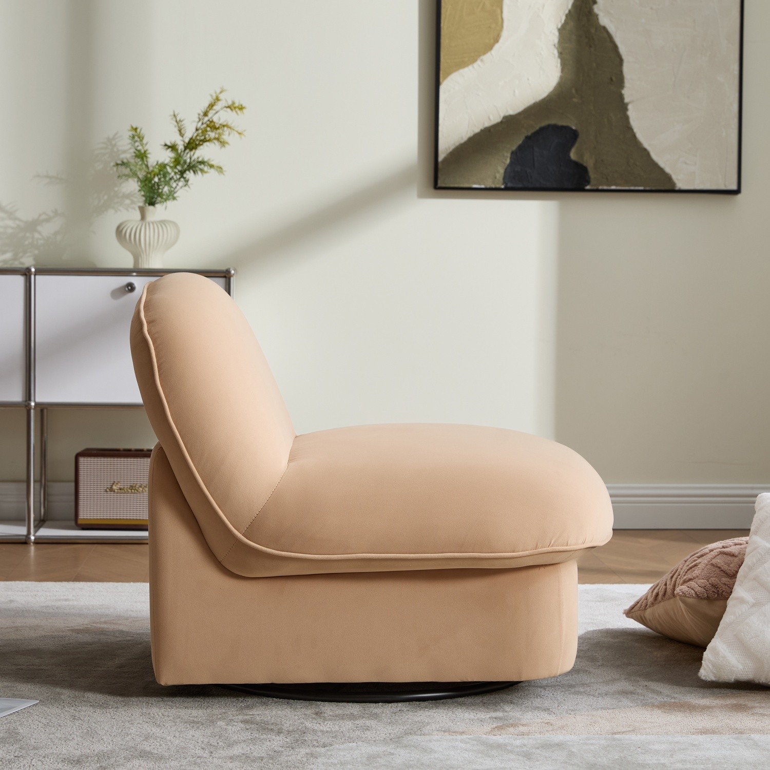 Velvet 360° Swivel Accent Chair Modern Armless Lounge Chair for Living Room