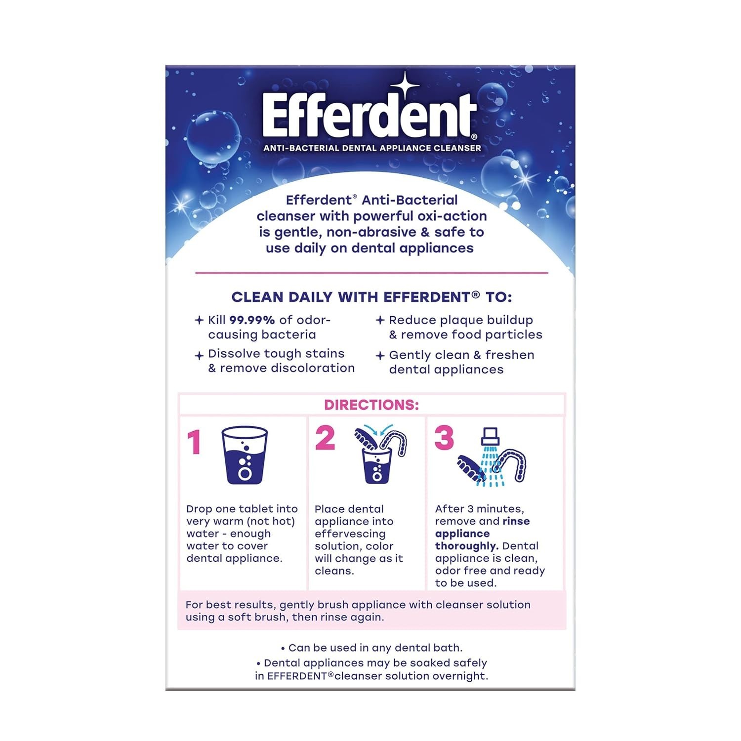 Efferdent Retainer & Denture Cleaner Tablets, Complete Clean, 126 Count
