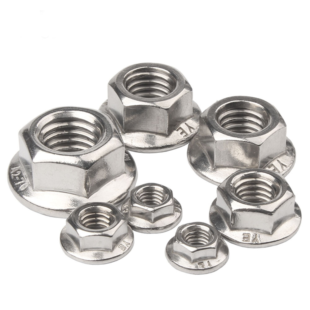 M3 M4 M5 M6 M8 M10 Metric Stainless Steel Hex Serrated Flange Nuts Hex Lock Nuts