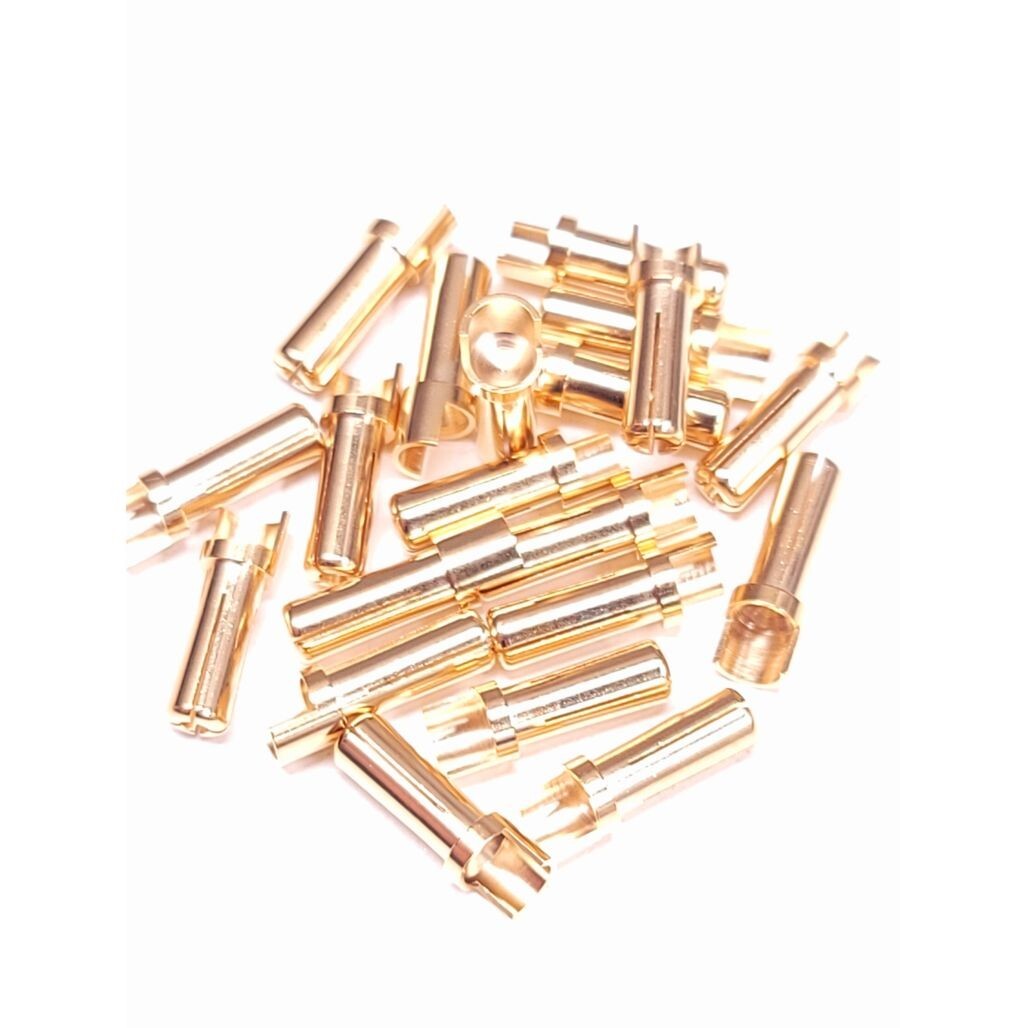 5mm oversized solid design gold plated bullet connector w/ shoulder 10 pair