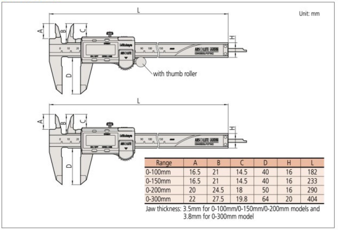 MITUTOYO 500-150-30 ABSOLUTE Digimatic Caliper 0 - 100 mm CD-10AX