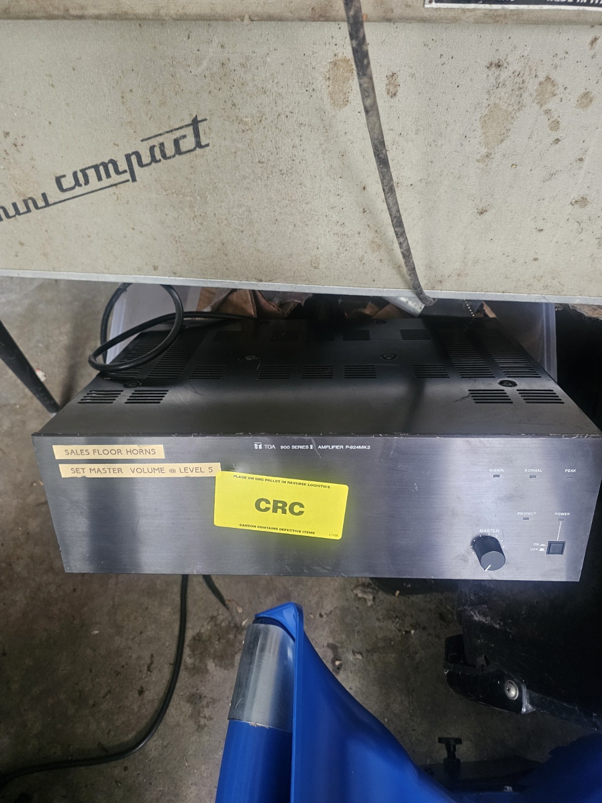 TOA Electronics P-924MK2 UL 240 Watt Single Channel Power Amplifier