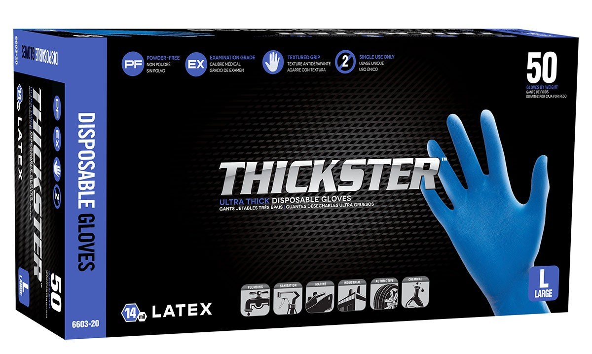 SAS Safety 6605-20 Thickster Powder-Free Latex Disposable Glove XX-Large 50 qty