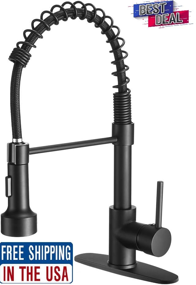 Llave Para Fregadero De Cocina Negra Moderna Grifo Con Rociador Extraible Barata