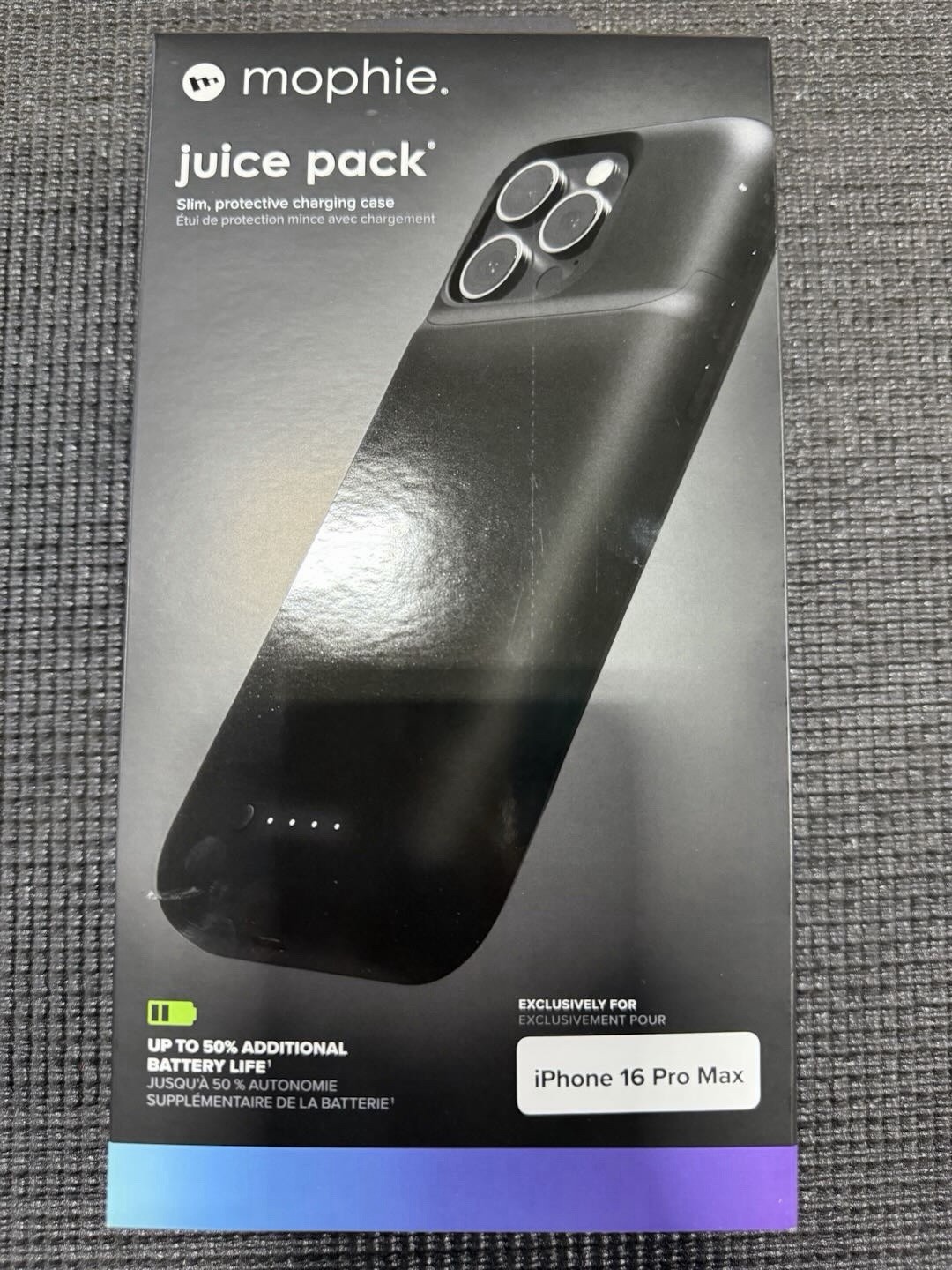 Brand New Mophie Juice Pack Slim Battery Case for iPhone 16 Pro Max - Black