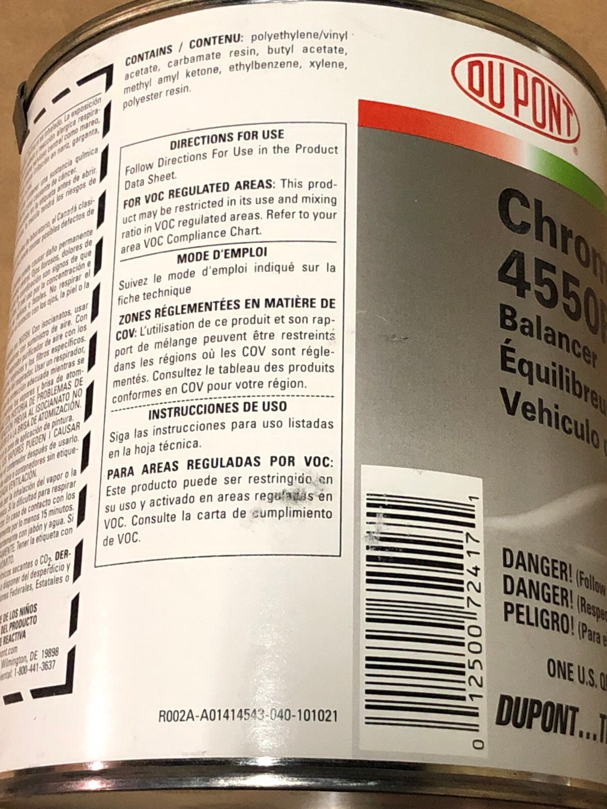 1 QUART DUPONT CHROMAPREMIER 4550F BALANCER CHROMA PREMIER