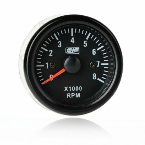 2"52mm Black Tinted 0-8(x1000) RPM Car Transparent Tacho Gauges Meters Black