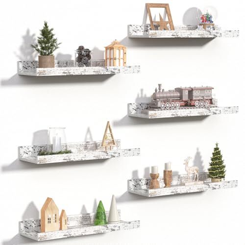 Floating Shelves for Wall, Wall Shelves for Decor Storage 15.7in Rustic White