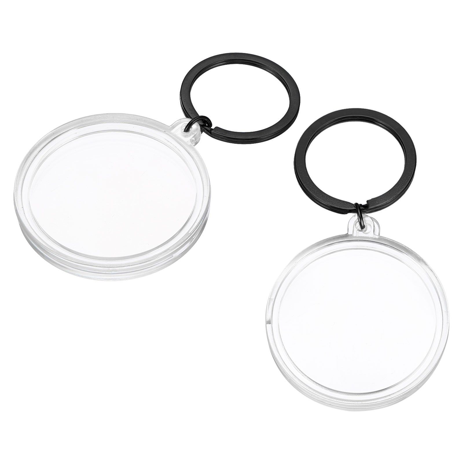 Plastic Coin Holder Keychain, 2Pcs Coin Case with Key Ring, Dark Silver