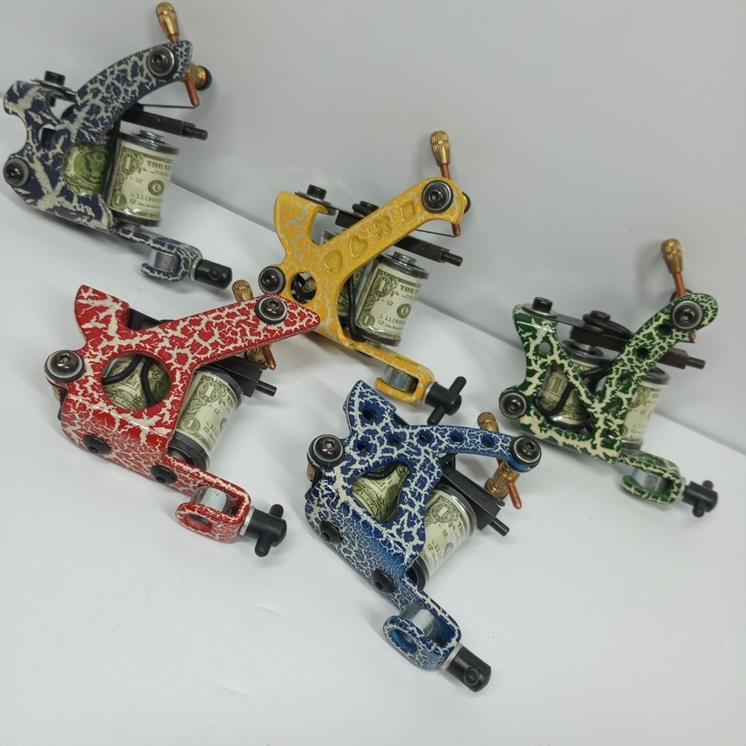 Lot of 5 Tattoo Machines Guns Equipment NEW Boxed RARE Unique 2 Coil 10 wrap