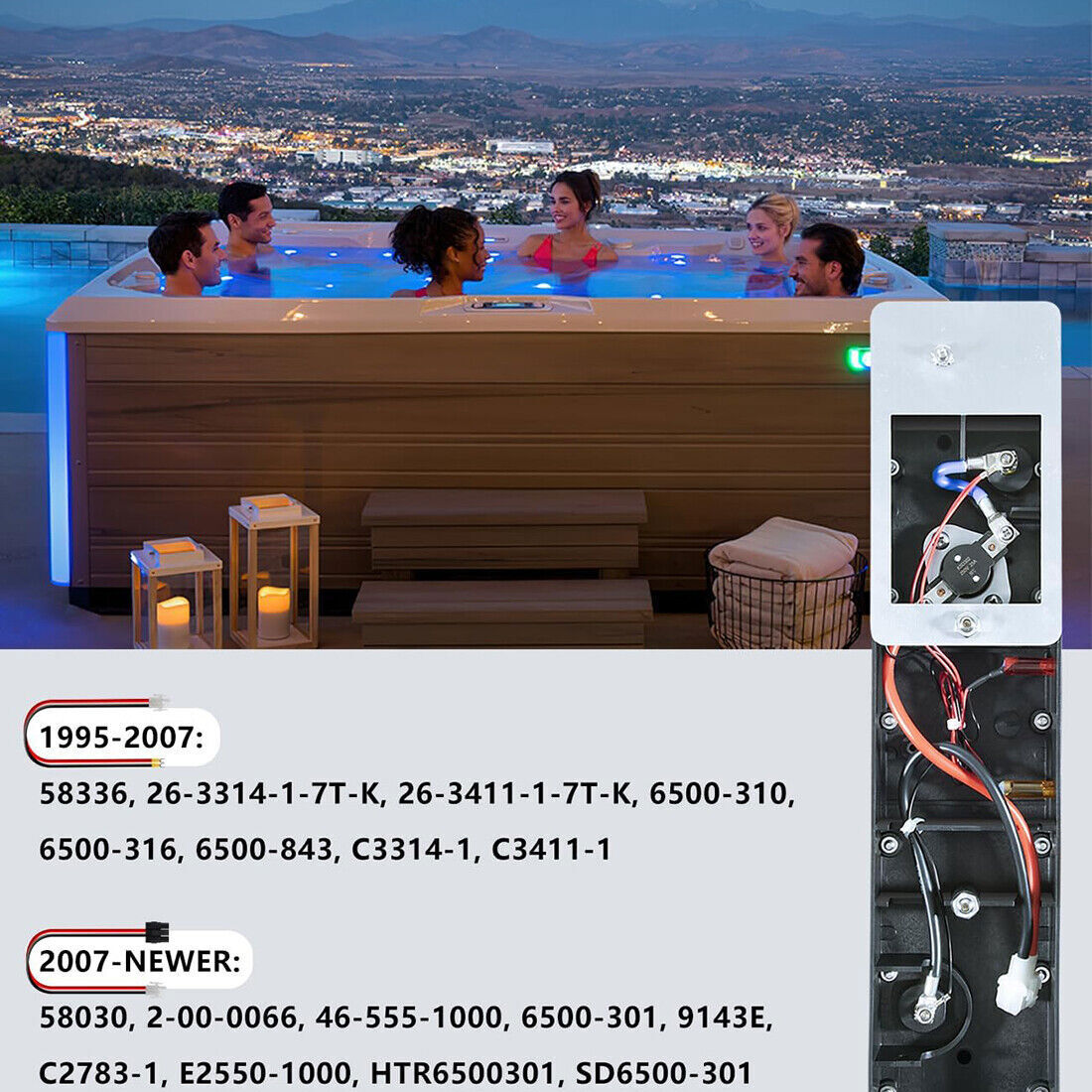 Lo-Flo Heater for Sundance/Jacuzzi Spa Hot Tubs 5.5kW w/Hi Limit Sensor 6500-310