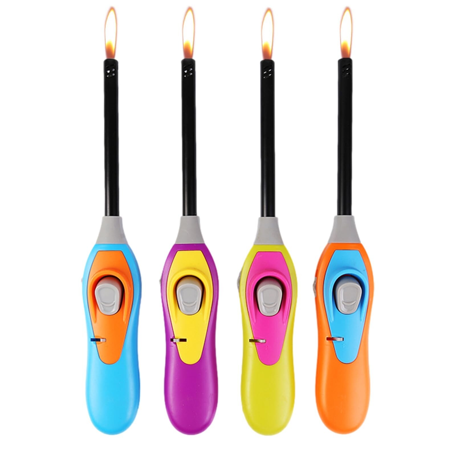 Candle Lighter Long Neck Refillable Butane Lighters Soft Flame with Safety Lock