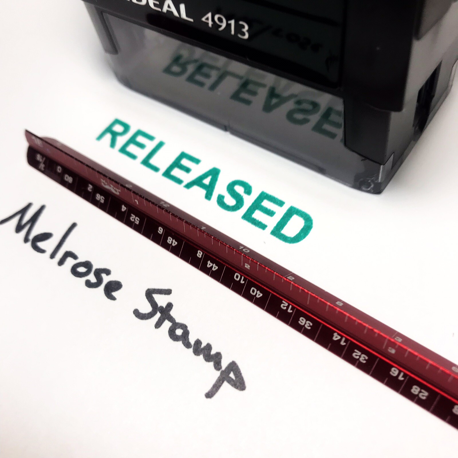 Released Rubber Stamp Green Ink Self Inking Ideal 4913