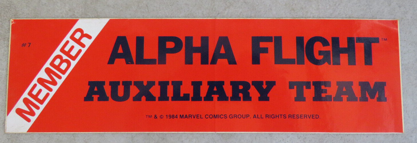 VINTAGE 1994 MARVEL ALPHA FLIGHT COMIC AUXILIARY TEAM MEMBER BUMPER STICKER
