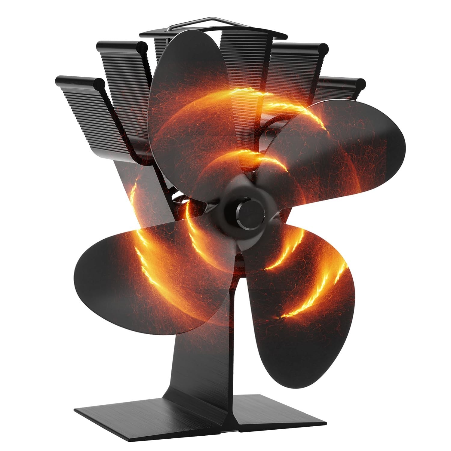 4 Blade Heat Powered Stove Fan Log Wood Burner Heat Distribution Fireplace Fan