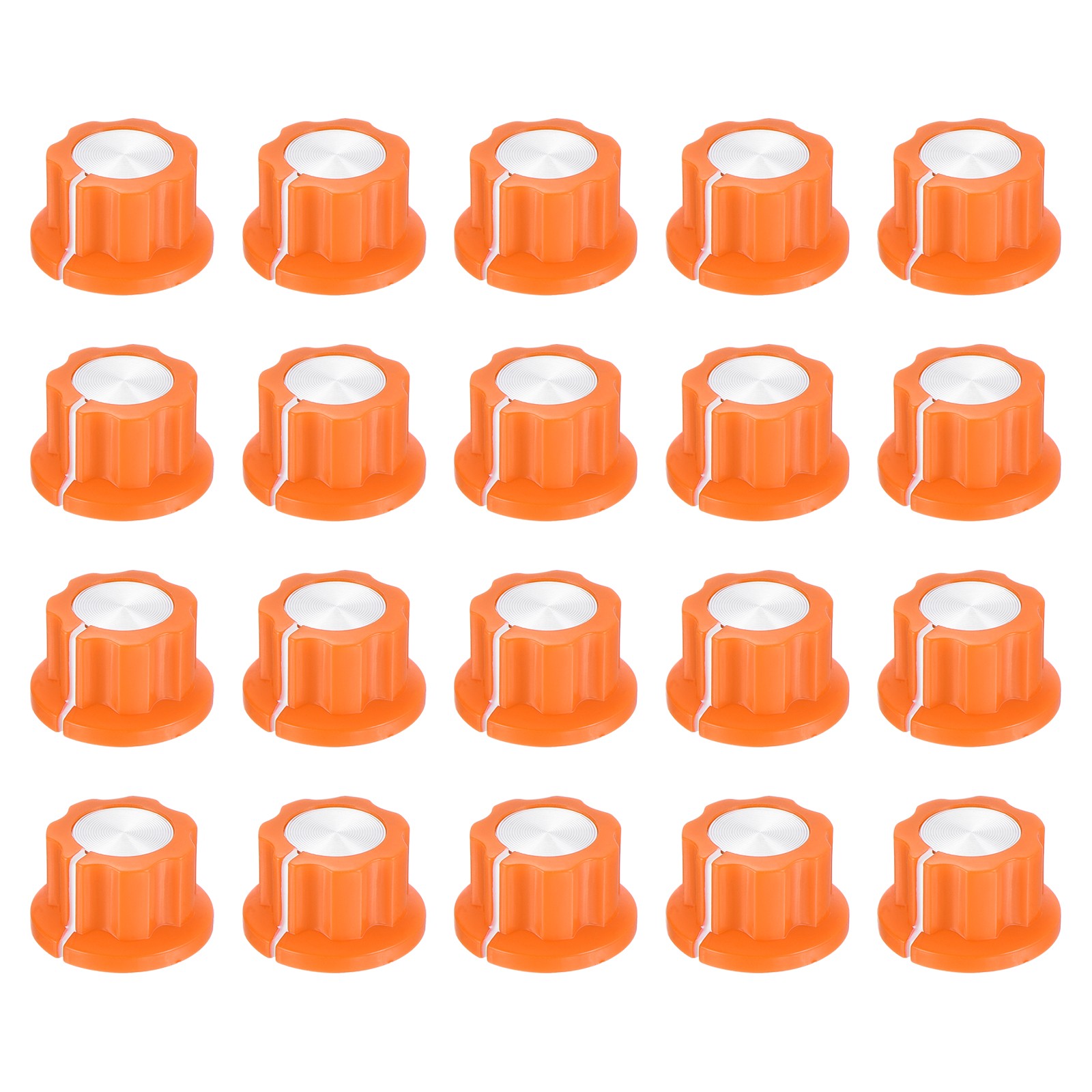 20Pcs Potentiometer Knob Fit 1/4" Shaft Pots, Set Screw Brass Insert, Orange