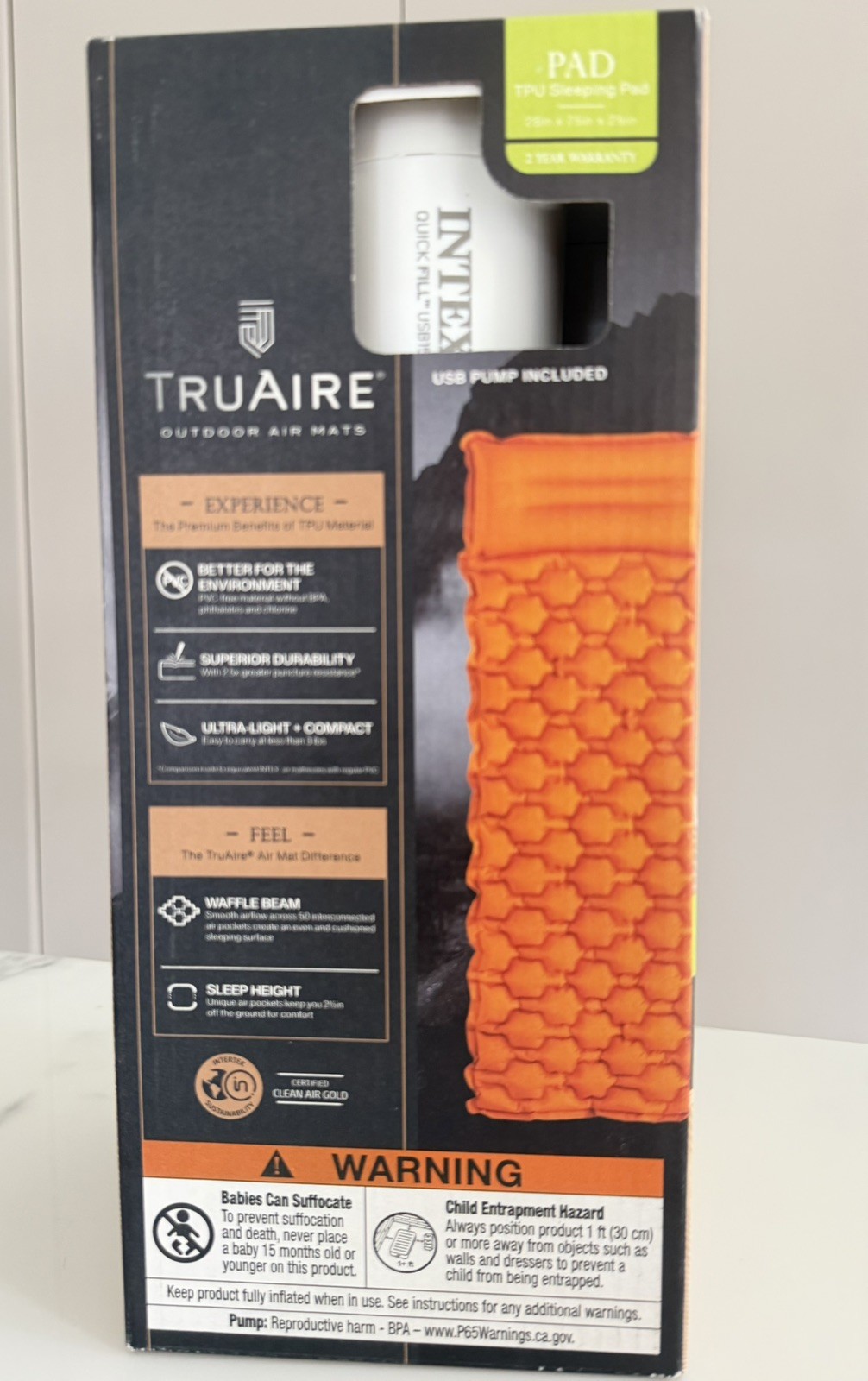 TruAire Outdoor Air Mat / Sleeping Mat - New Sealed 28in x 75in x 2.5in