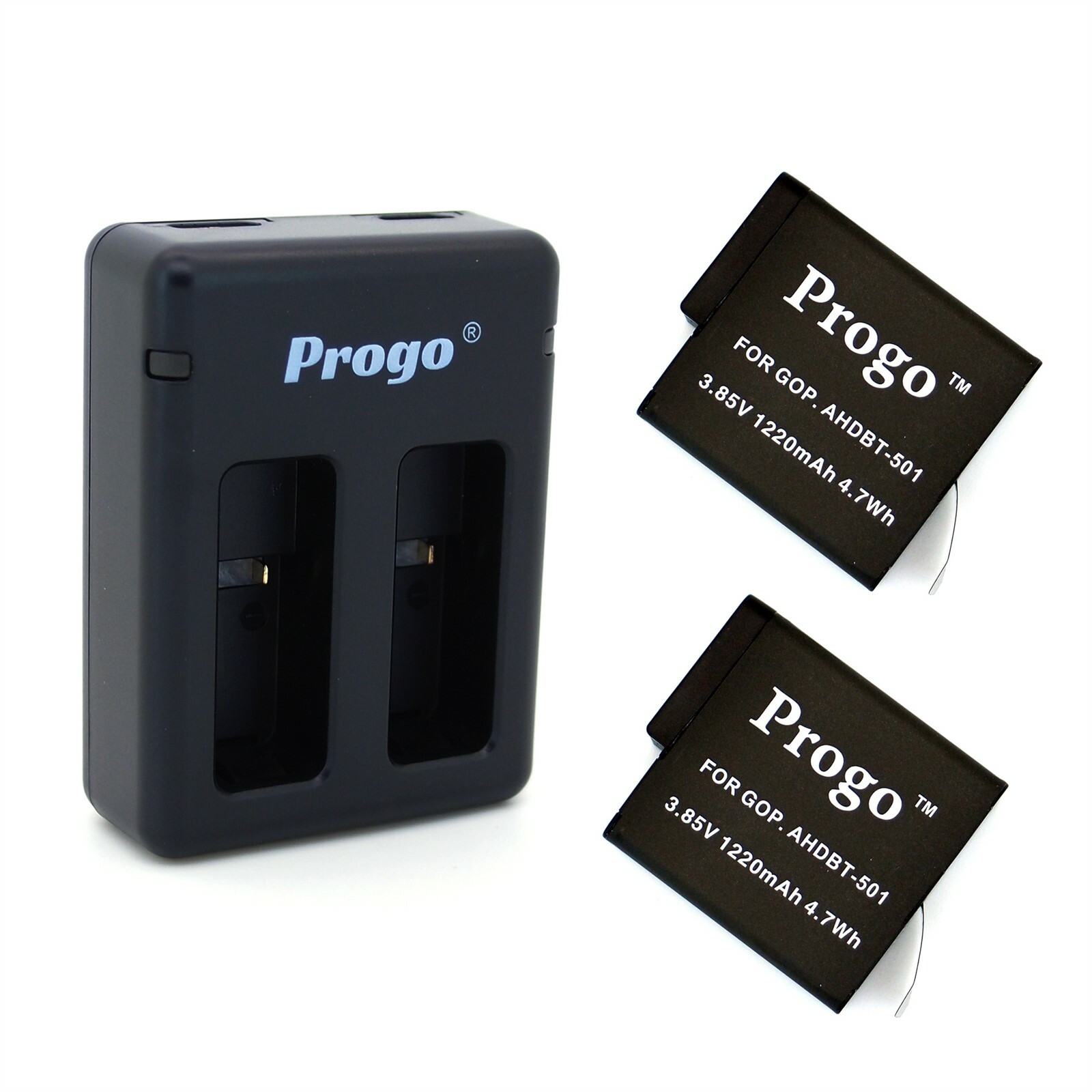Progo 2 Battery & Dual USB Charger for GoPro HERO 7 Black AHDBT-501 AHBBP-501