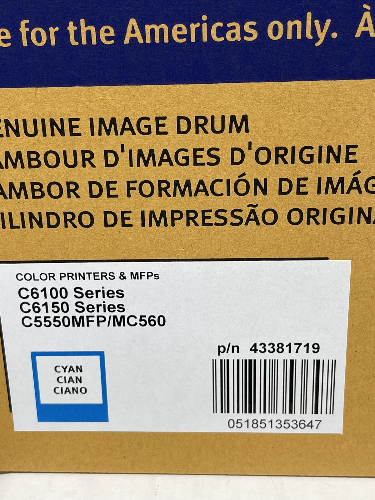 New Genuine OKI Image Drum Cyan 43381719 C6100 C6150 C5550MFP