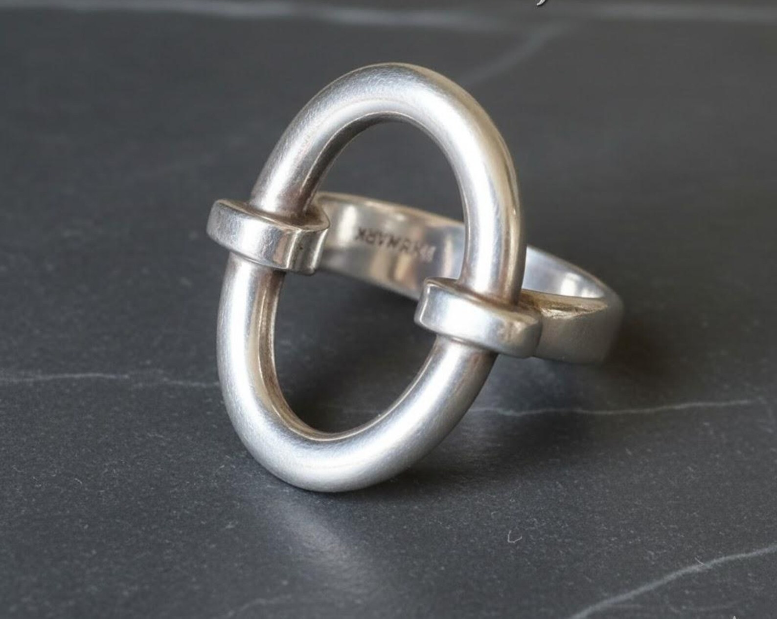 925 Sterling Silver Oval Loop Ring | Minimalist Modern Open Circle Ring