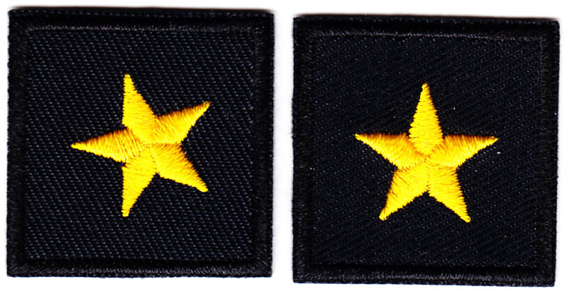 1 Star Medium Gold on Black 1.25" collar patches SMALL