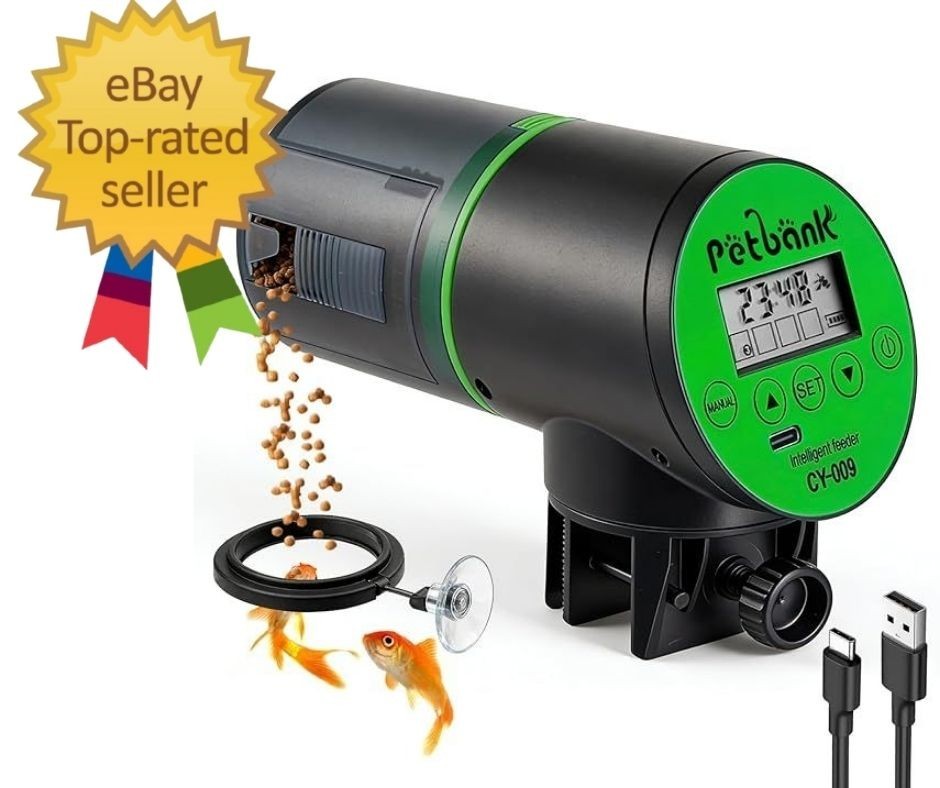Automatic Fish Feeder for Aquariums - Rechargeable Auto Fish Food Dispen