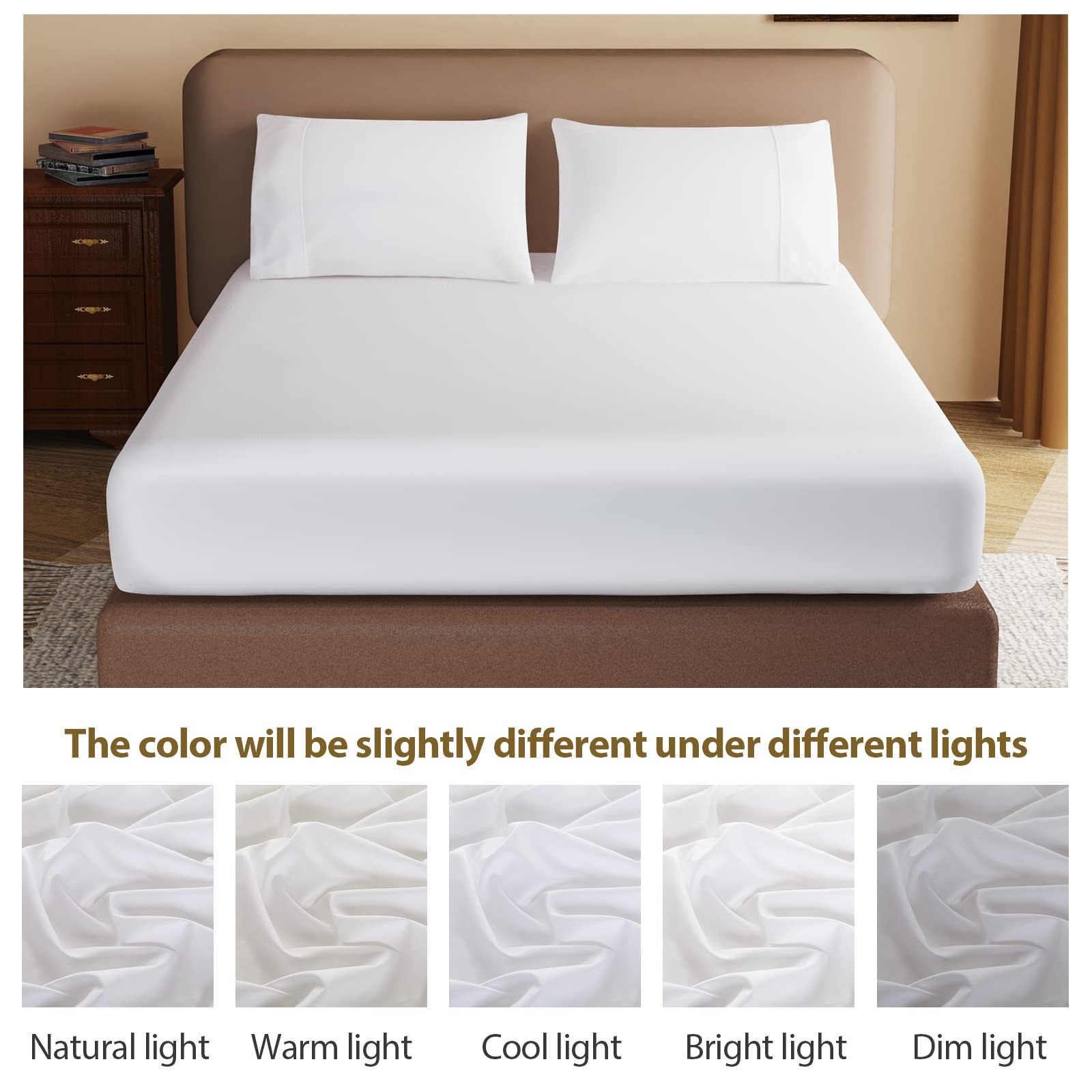 100 Egyptian Cotton Fitted Sheet Full Size White, 600 Thread Count, 8-16 Deep...