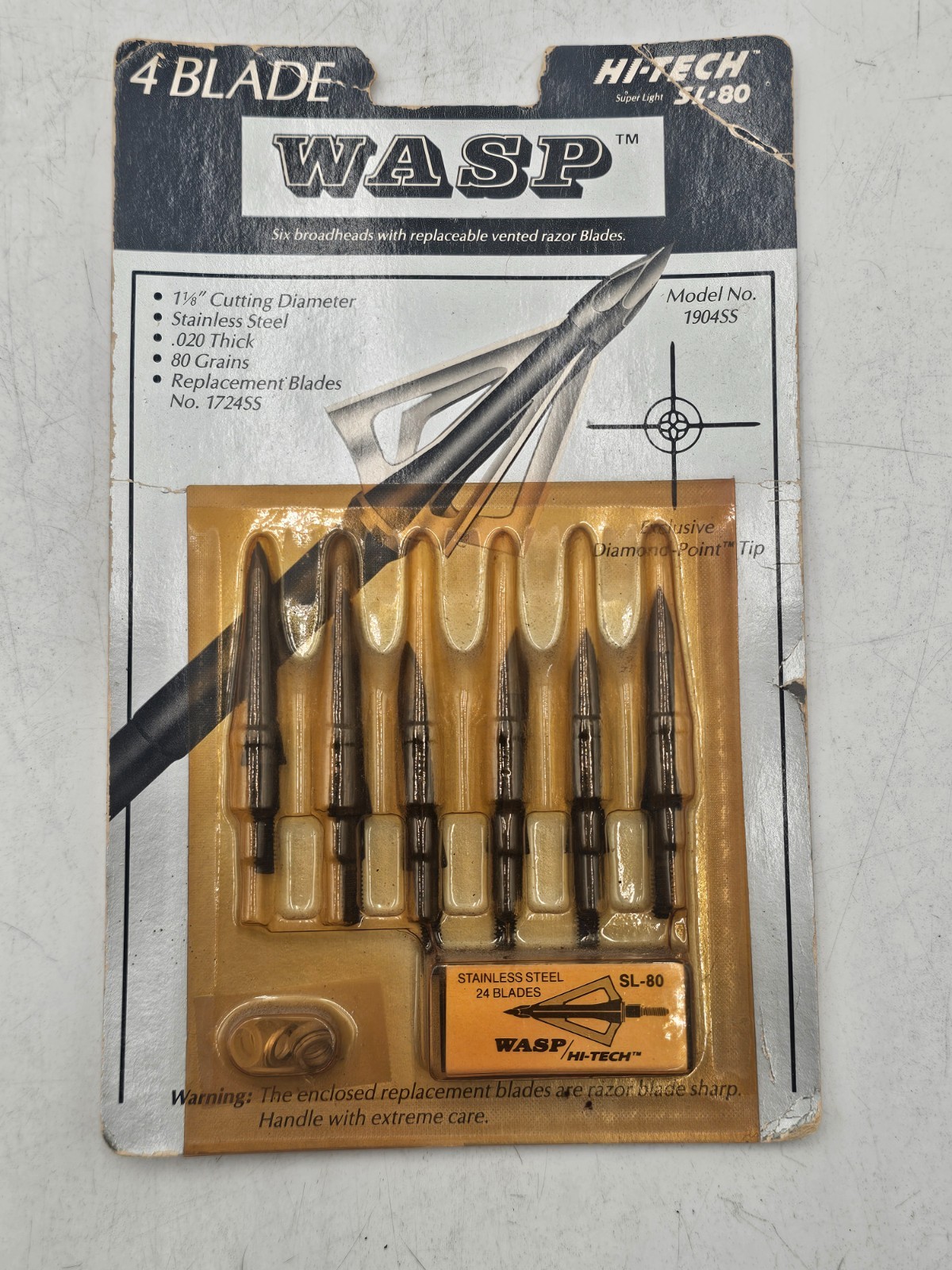 WASP Super Lite 80 Grain  Broadheads 6-Pack 4 blade - New Old Stock