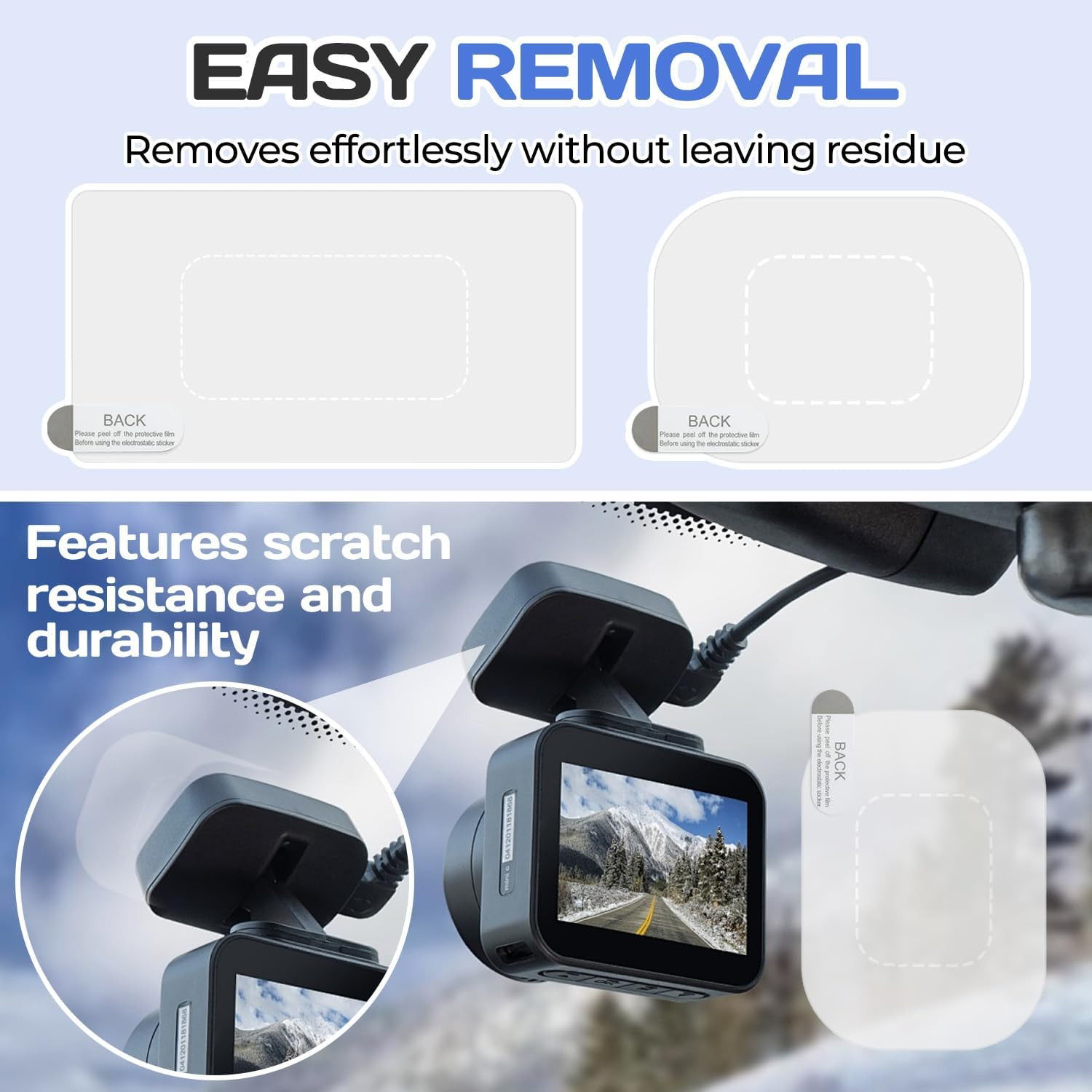 8PCS Dashcam Windshield Sticker,Clear Electrostatic Sticker Mounting Dash Cam,Re