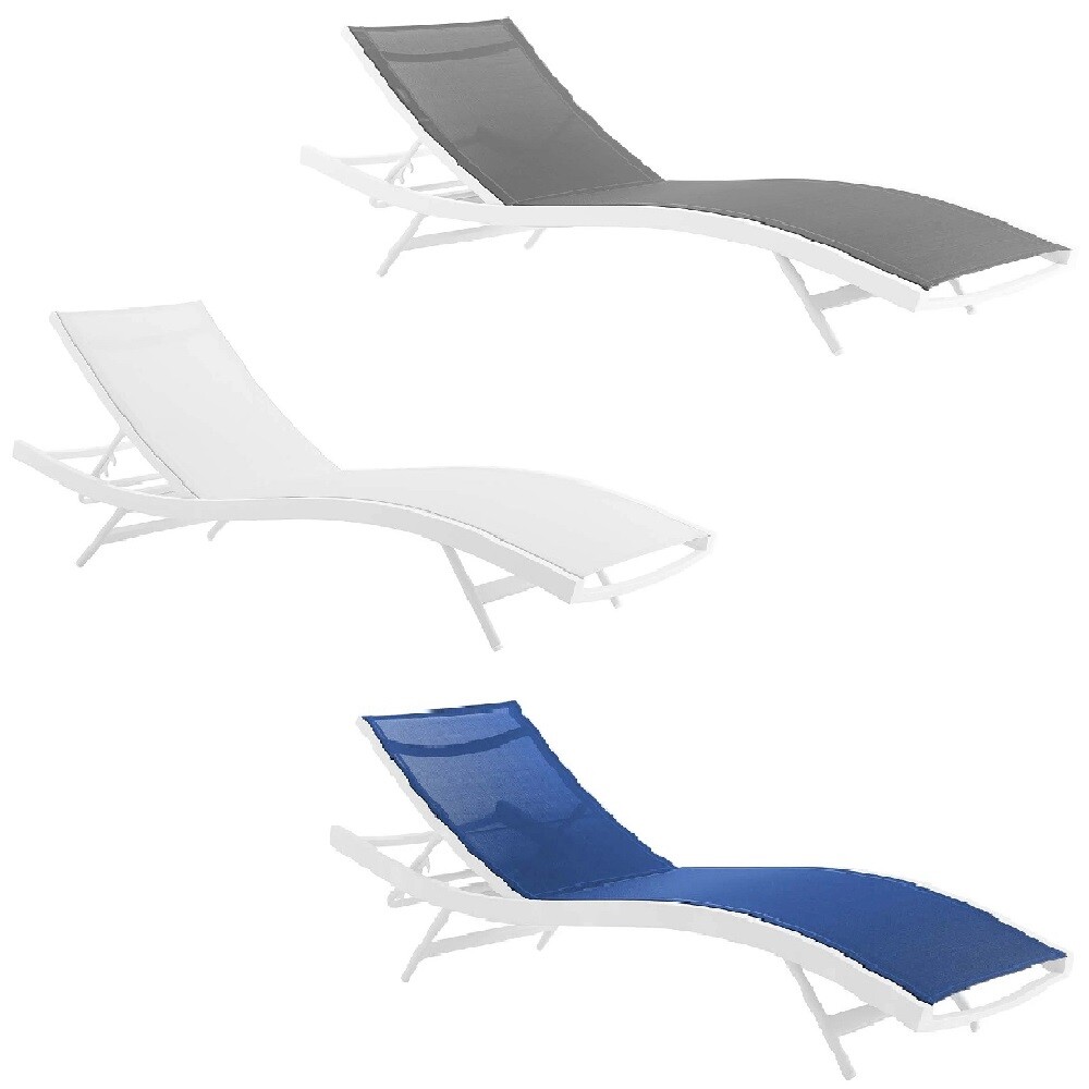 Modern Patio Chaise Lounge Chair Breathable Mesh Powder-Coated Aluminum Frame