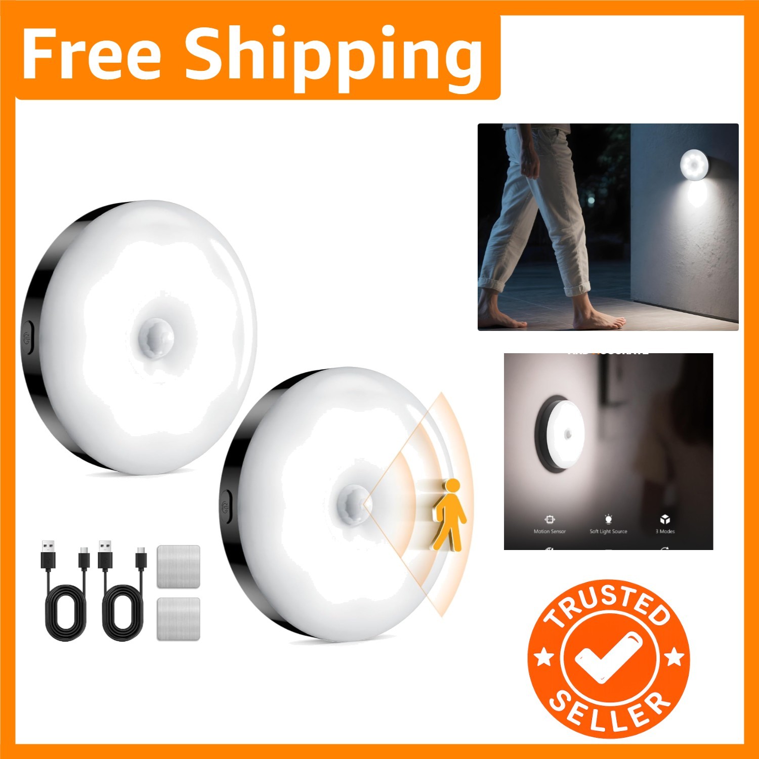 Led Induction Night Light 2 Magnetic Lamp Infrared Motion Sensor AU