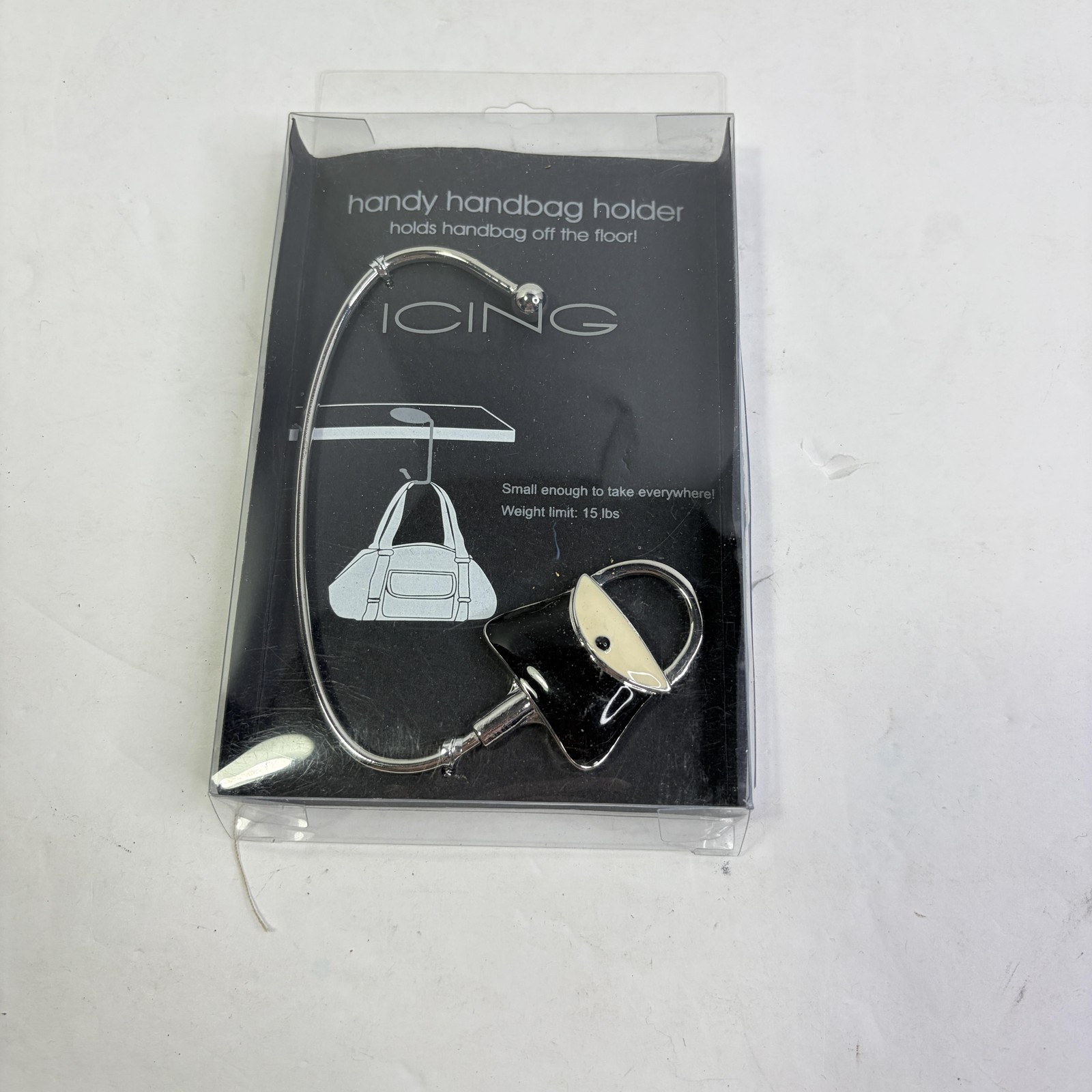 ICING Purse Hanger Women One Size Black Handy Handbag Holder Hook 15 Lbs Limit