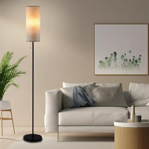 Floor Lamp for Living Room, Modern Standing Lamps with Lampshade, Beige Shade