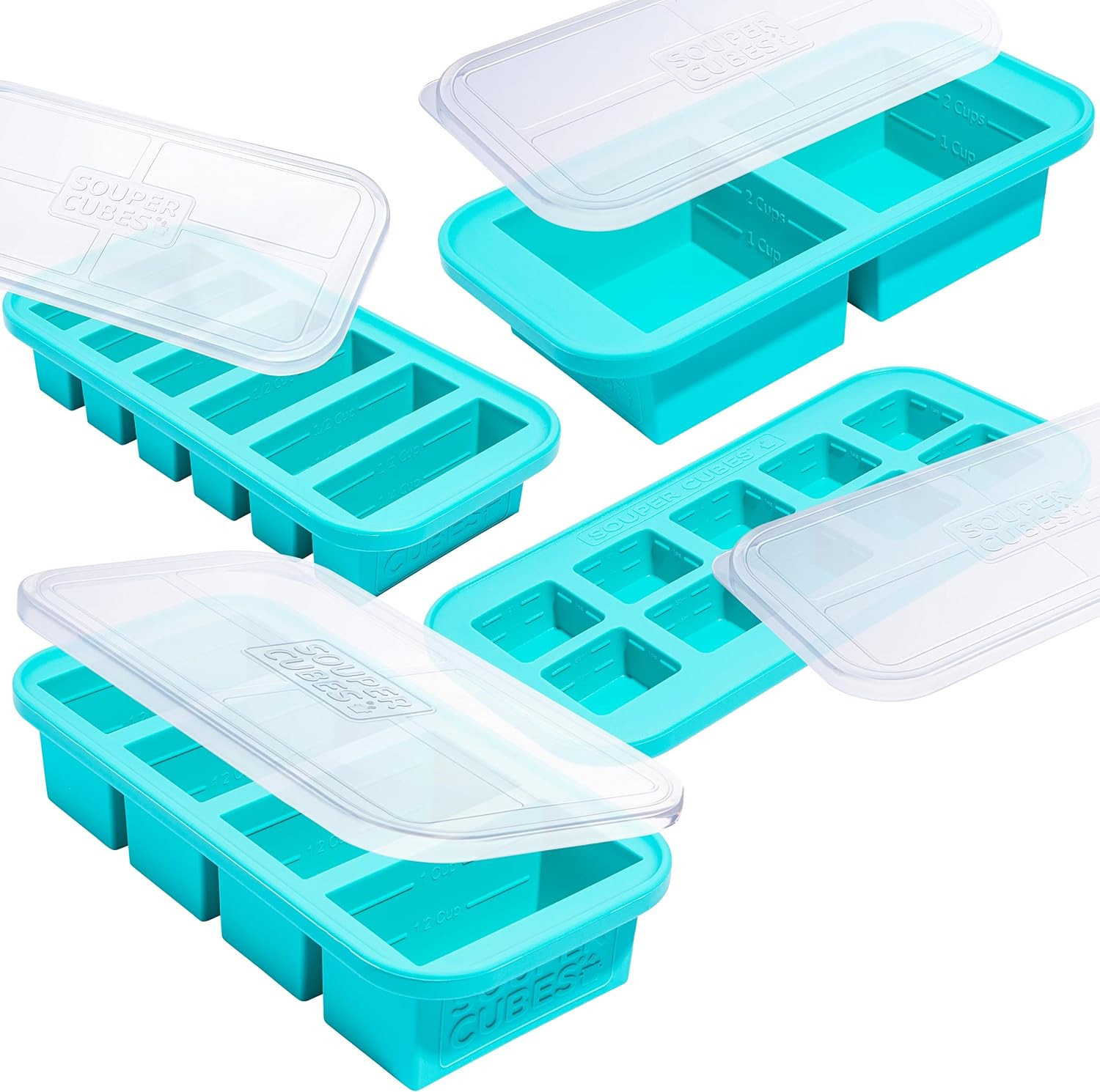 Silicone Freezer Molds Gift Set with 2 Tbsp, 1/2, 1, and 2 Cup Silicone Freezer