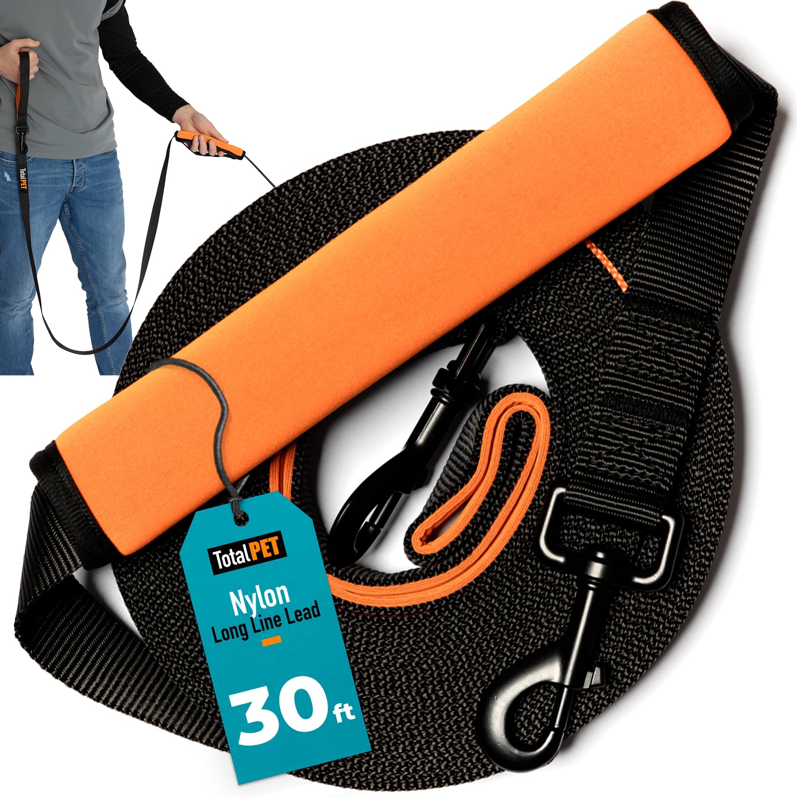 30ft Long Leash for Dogs - Long Line Dog Leash for Training Recall/Commands at